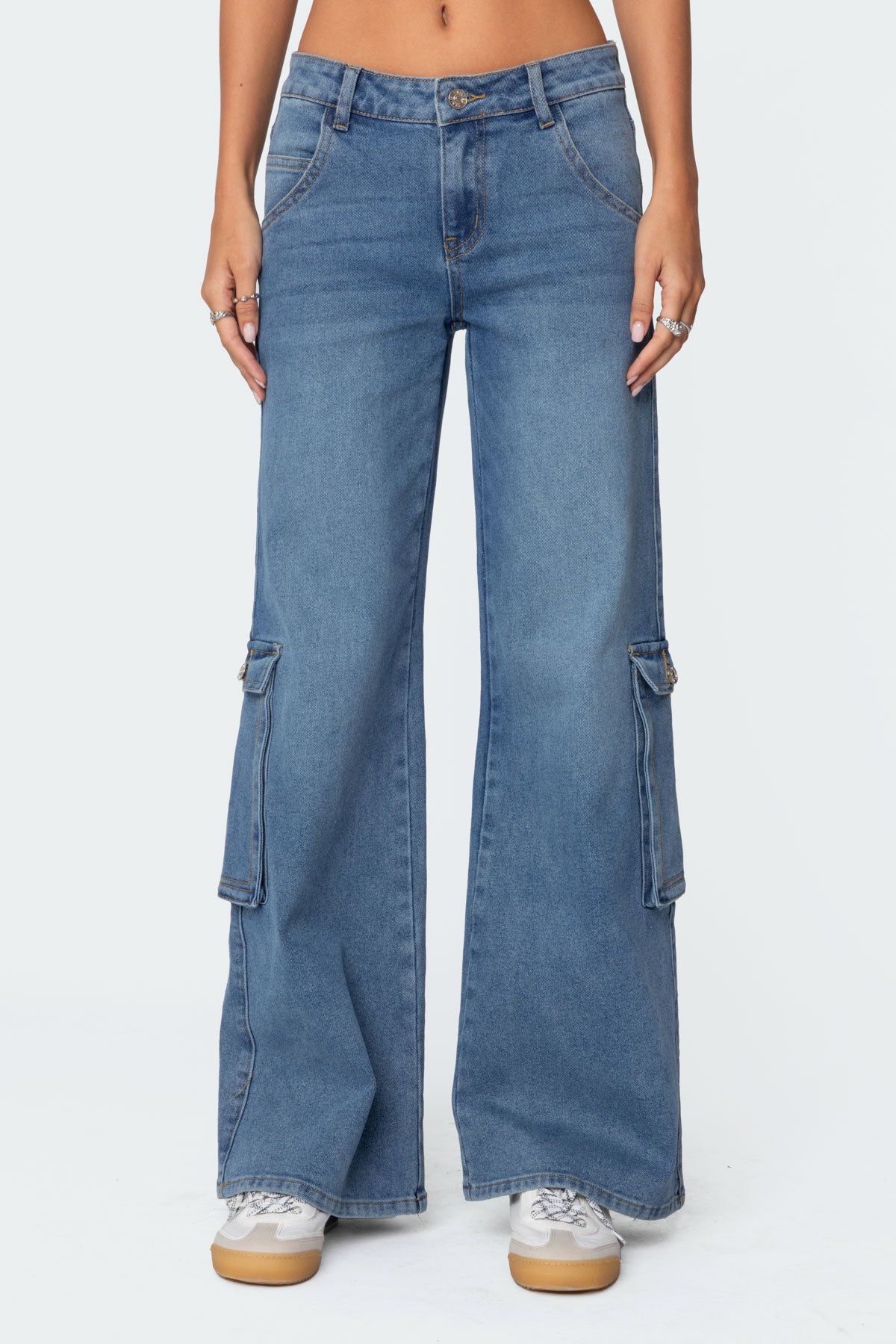 Lunar Mid Rise Wide Leg Cargo Jeans - Image 2