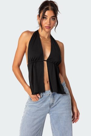 Split Front Halter Top