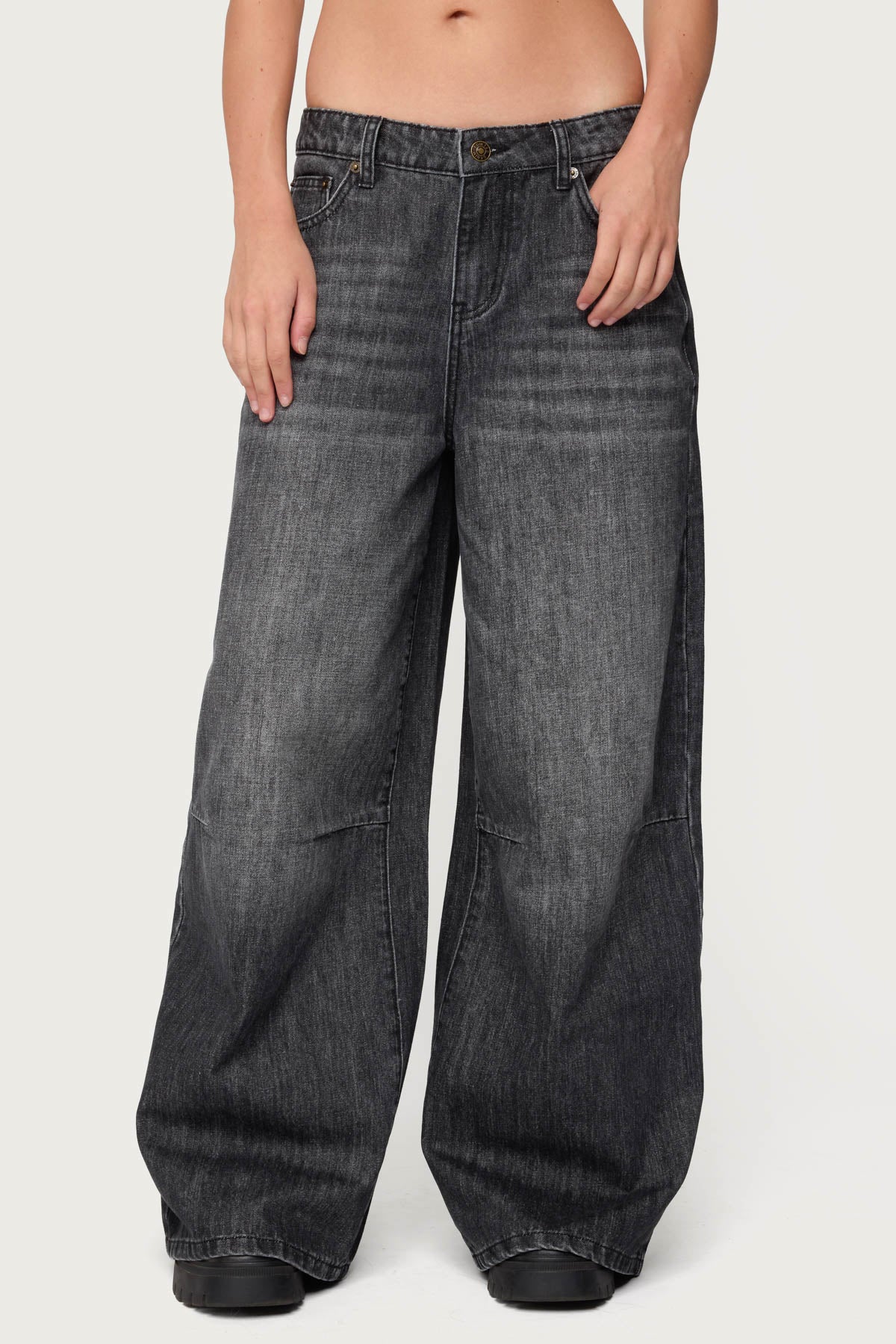 Skater Girl Washed Low Rise Baggy Jeans - Image 2