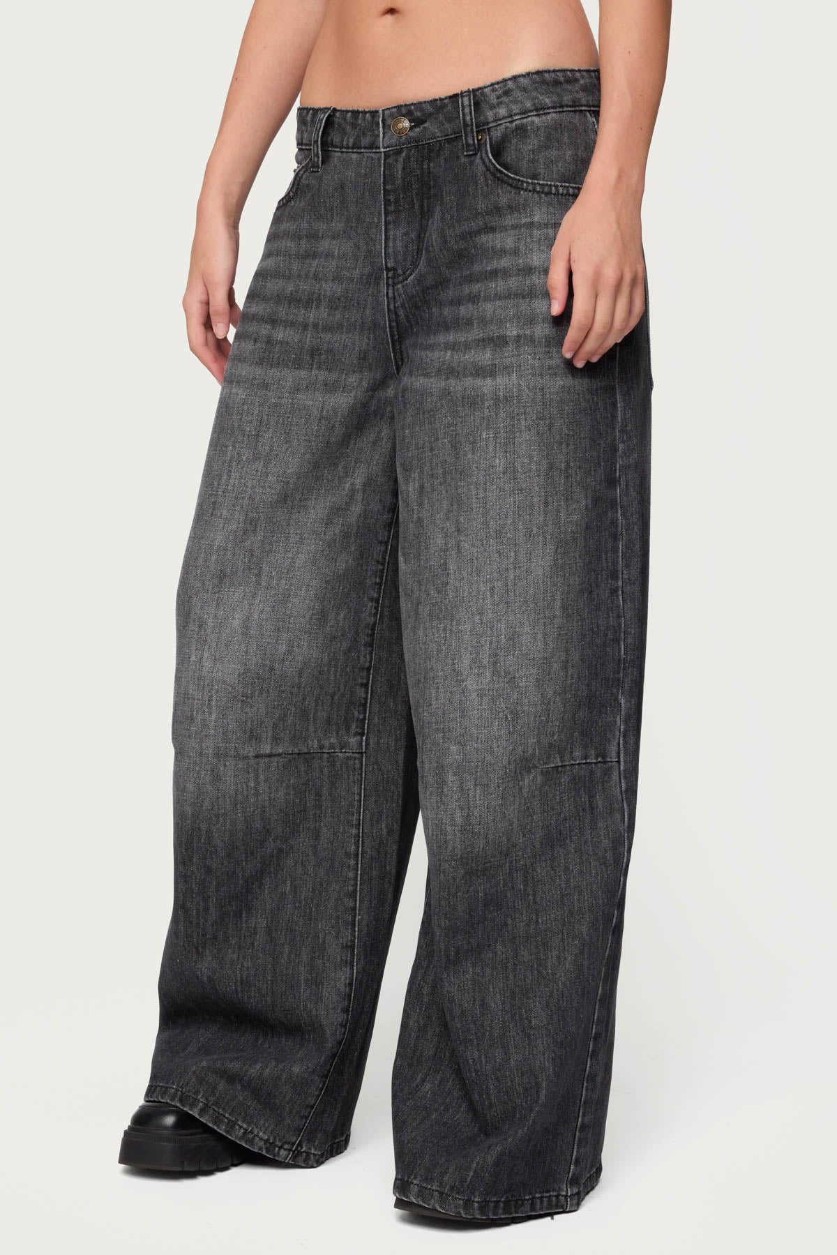 Skater Girl Washed Low Rise Baggy Jeans - Image 3