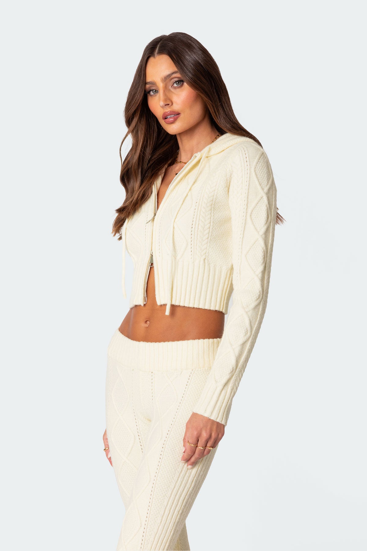 Ray Cable Knit Hooded Cardigan - Image 3