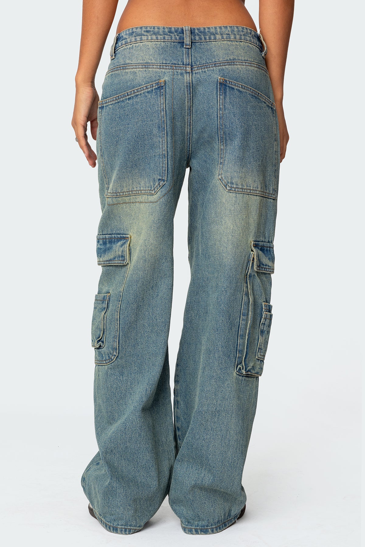 Westie Washed Low Rise Baggy Cargo Jeans - Image 4