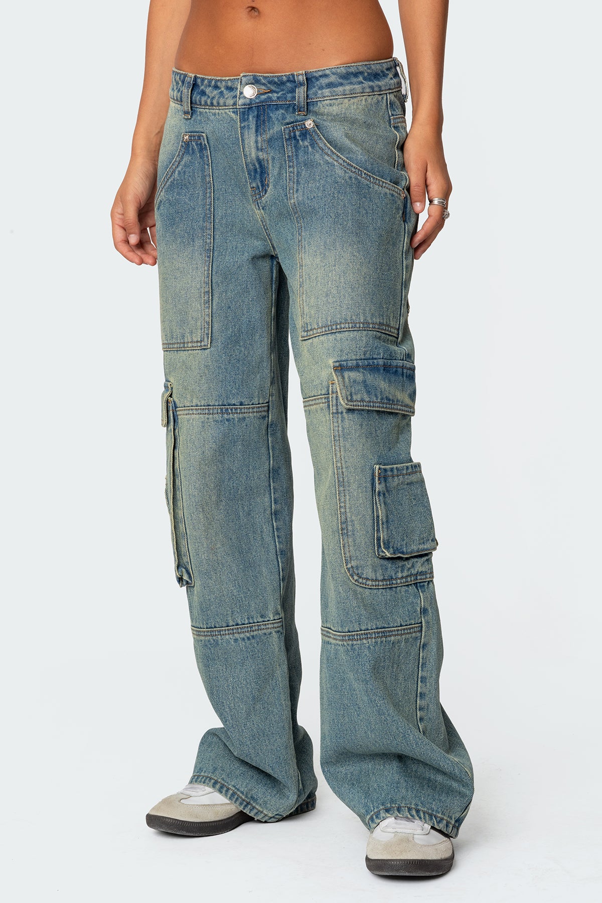 Westie Washed Low Rise Baggy Cargo Jeans - Image 3