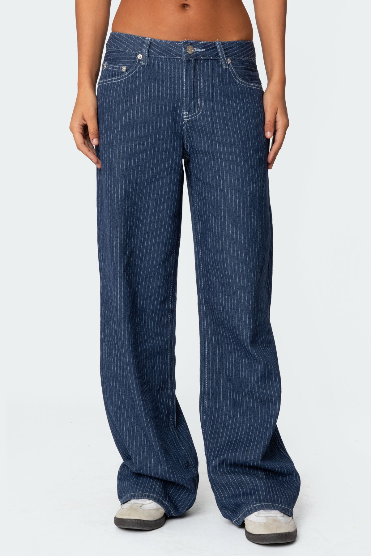 Pinstripe Low Rise Baggy Jeans - Image 2