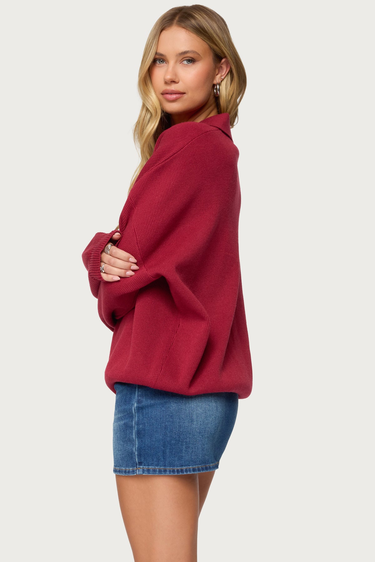 Lorie Oversized Knit Polo Sweater - Image 5