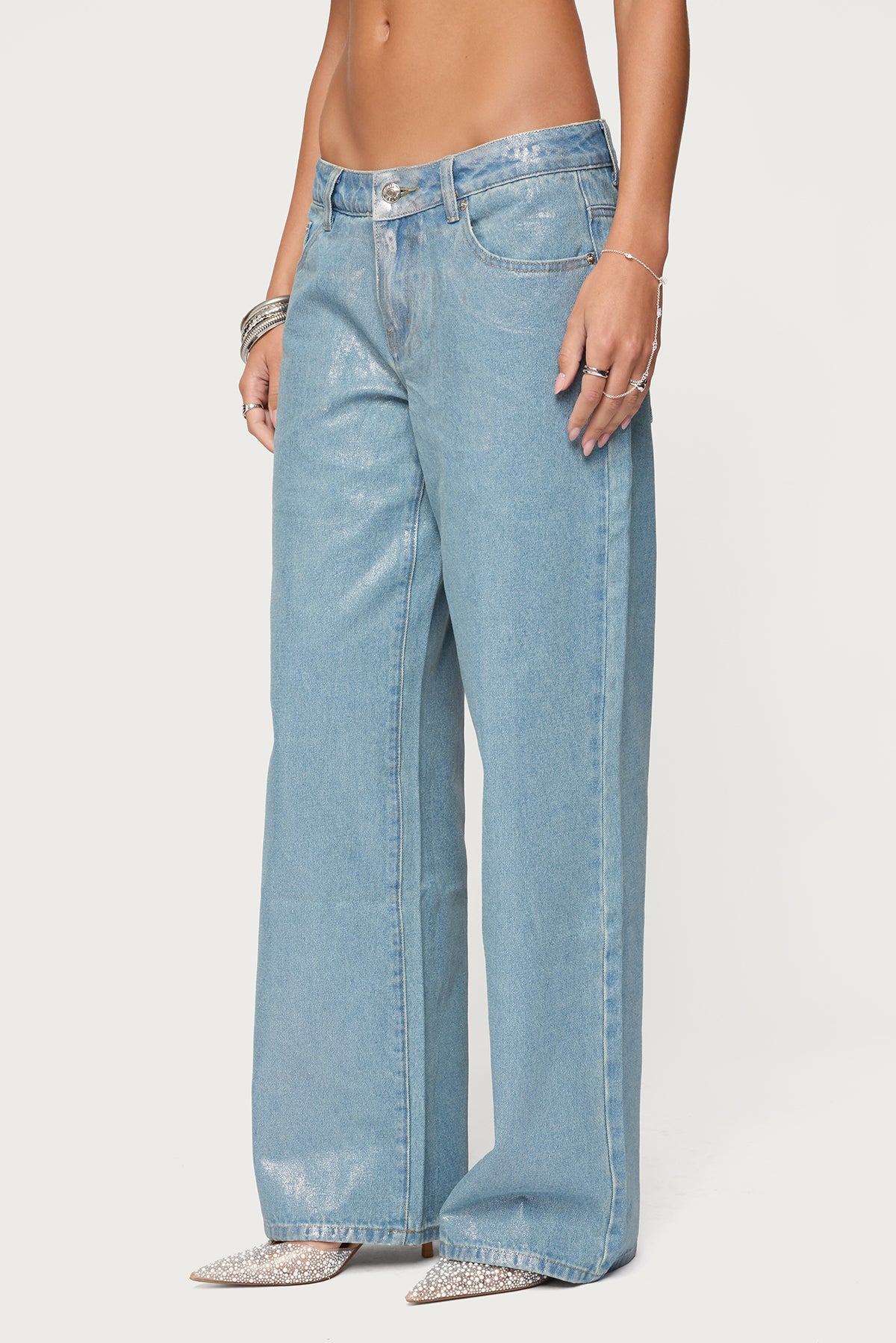 Jenney Shiny Low Rise Baggy Jeans - Image 3