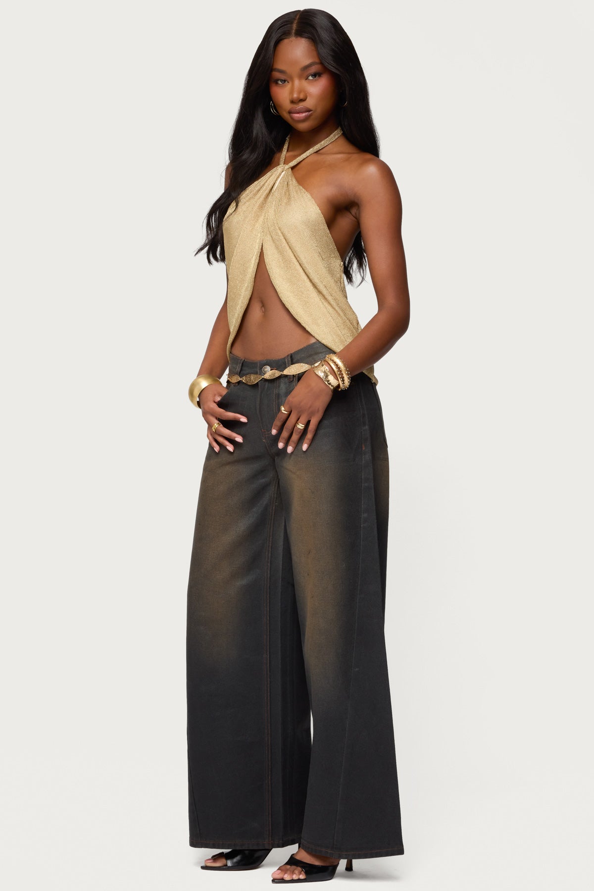 Stasia Sparkly Knit Split Front Top - Image 5