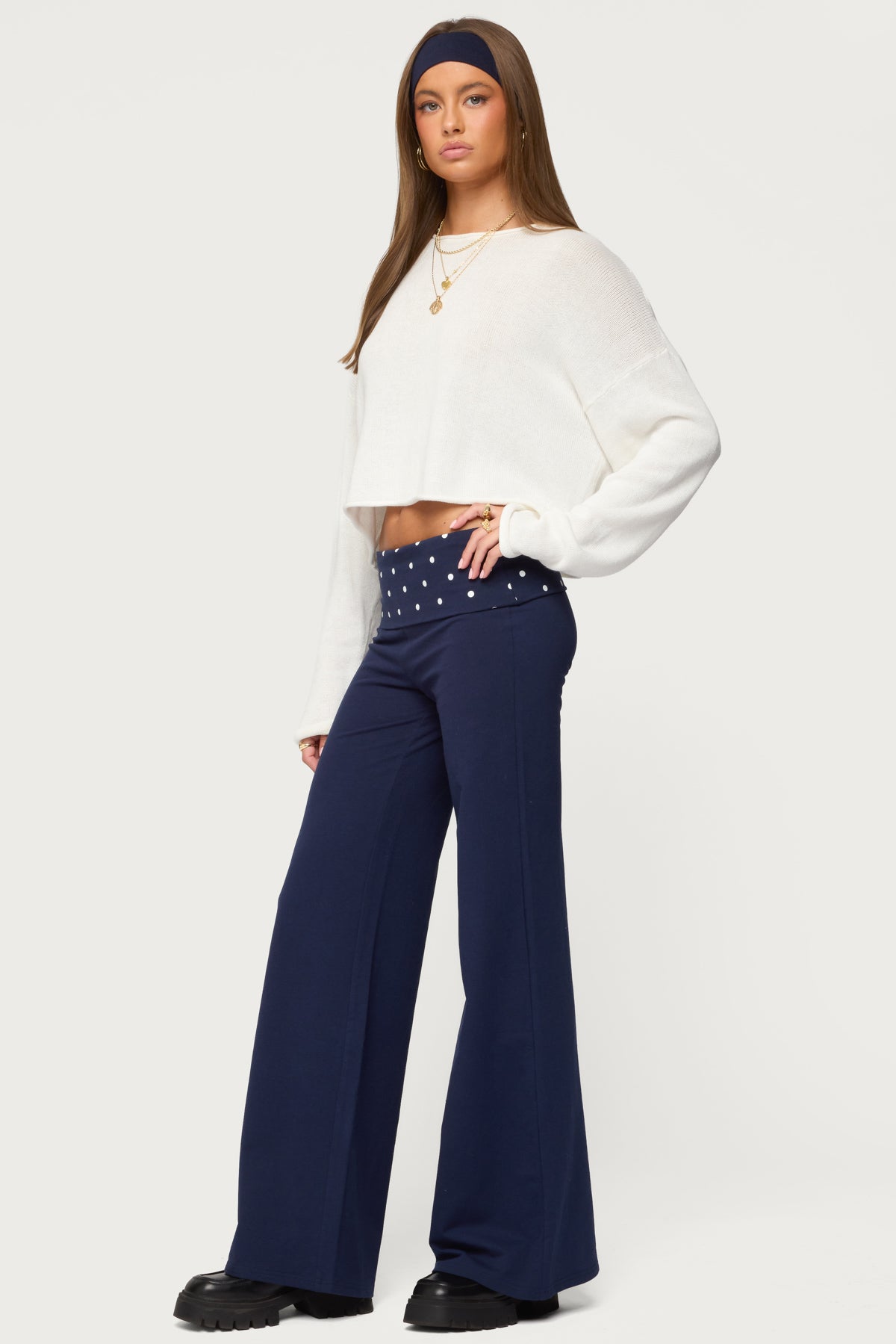 Reeva Polka Dot Foldover Pants - Image 3