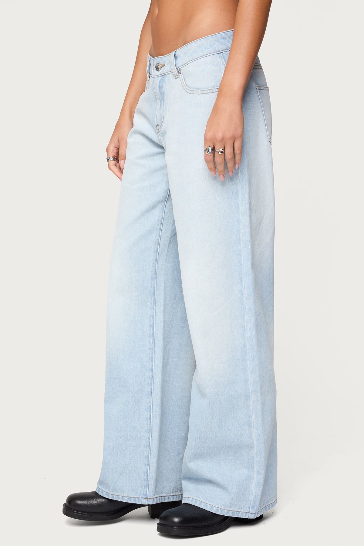 Magda Acid Wash Low Rise Baggy Jeans - Image 4