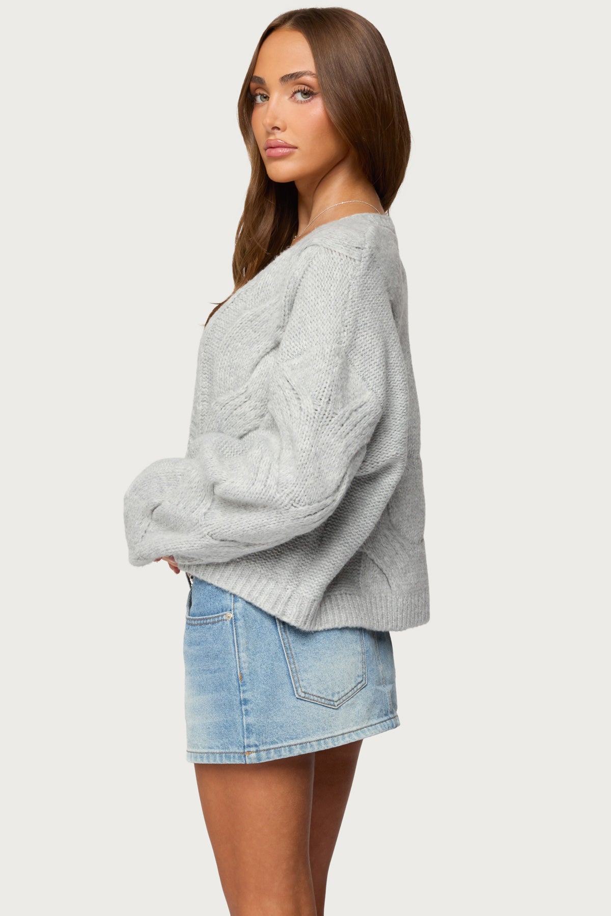 Braiden Chunky Cable Knit Cardigan - Image 6