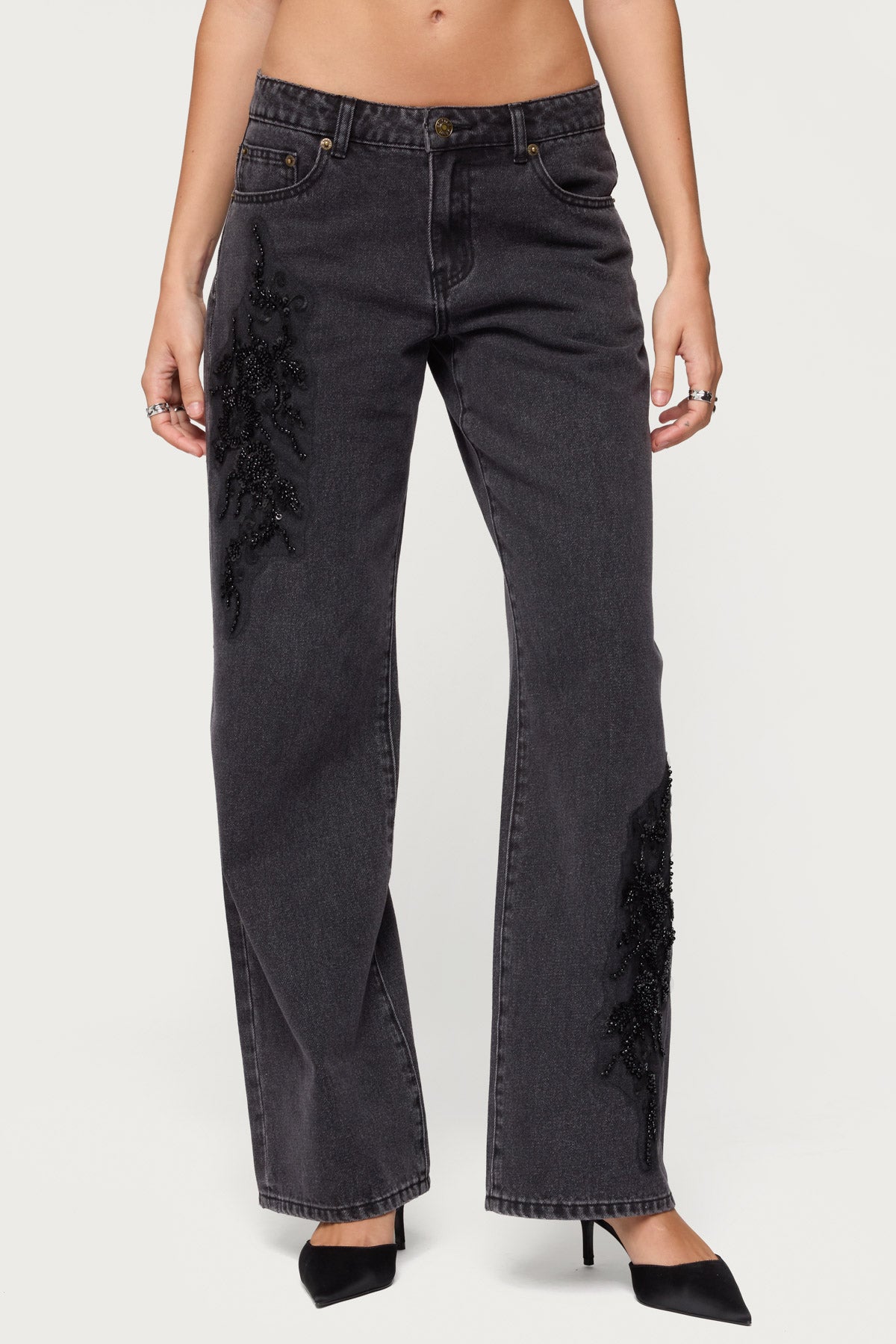 Rossa Beaded Low Rise Baggy Jeans - Image 3