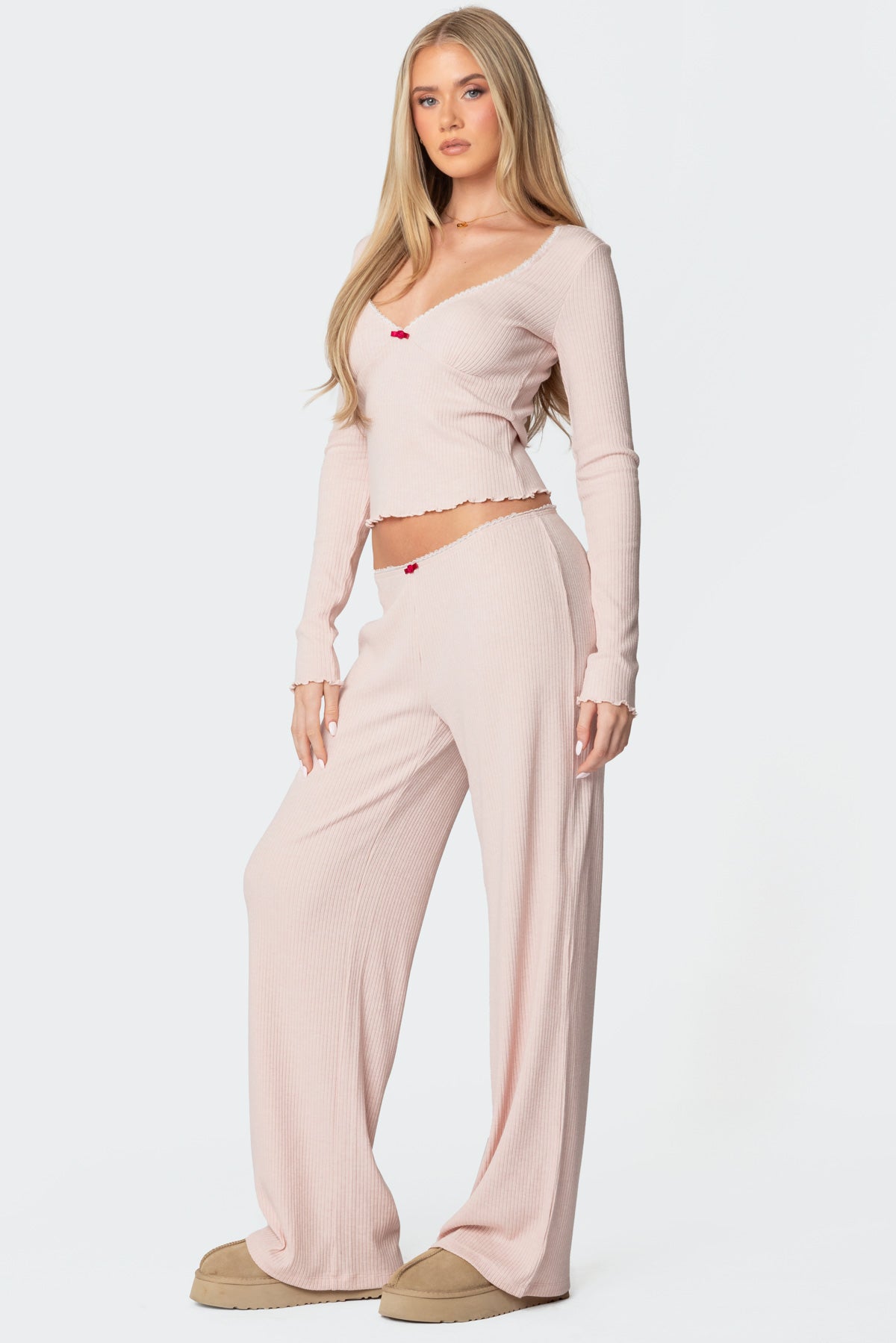 Roselle Ribbed V Neck Top - Image 4