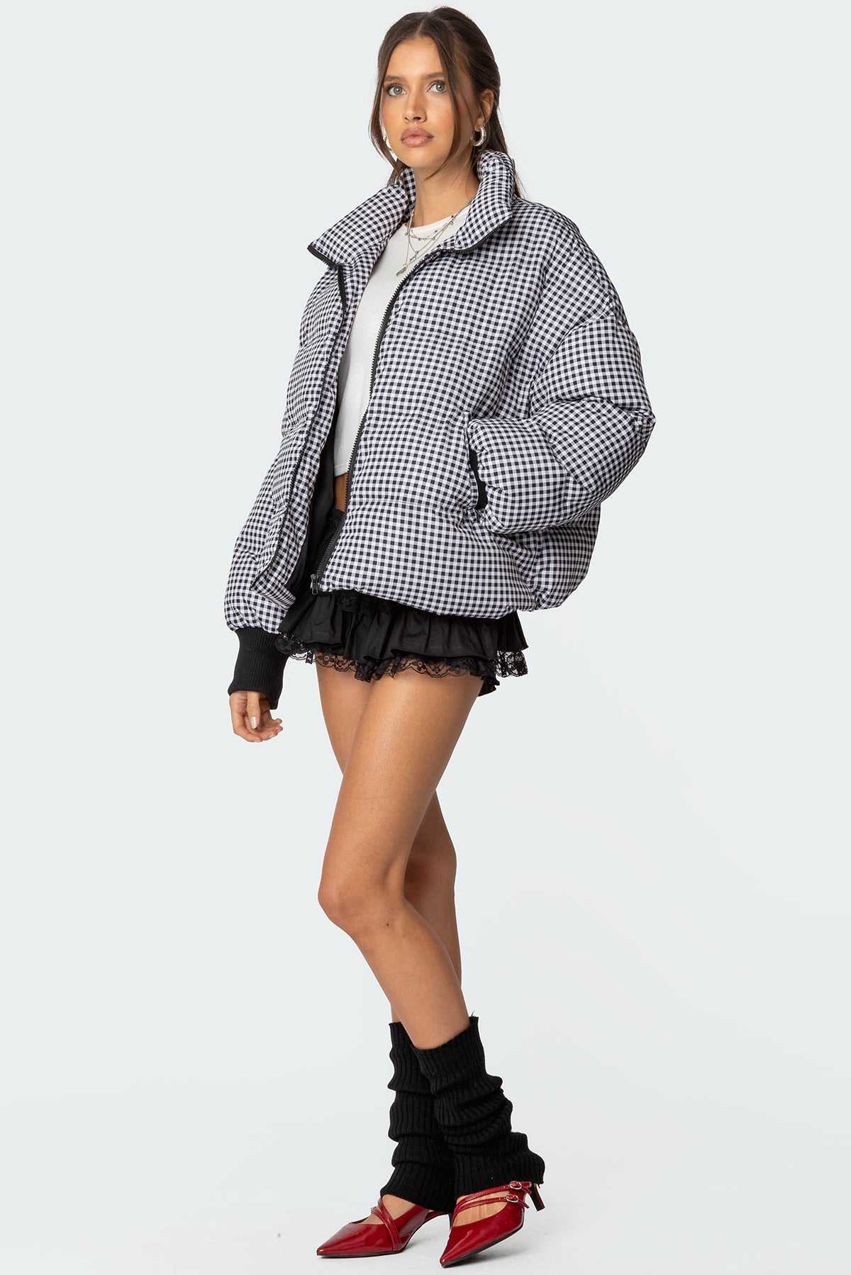Oversized Gingham Puffer - Image 3