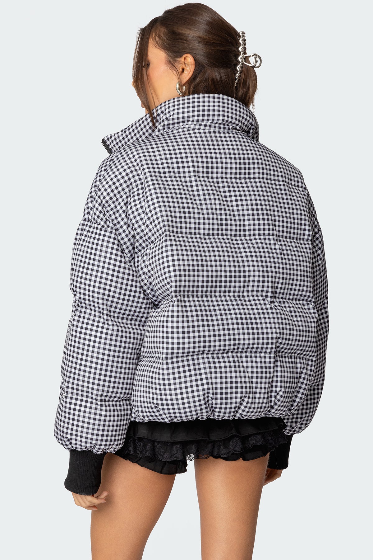 Oversized Gingham Puffer - Image 5