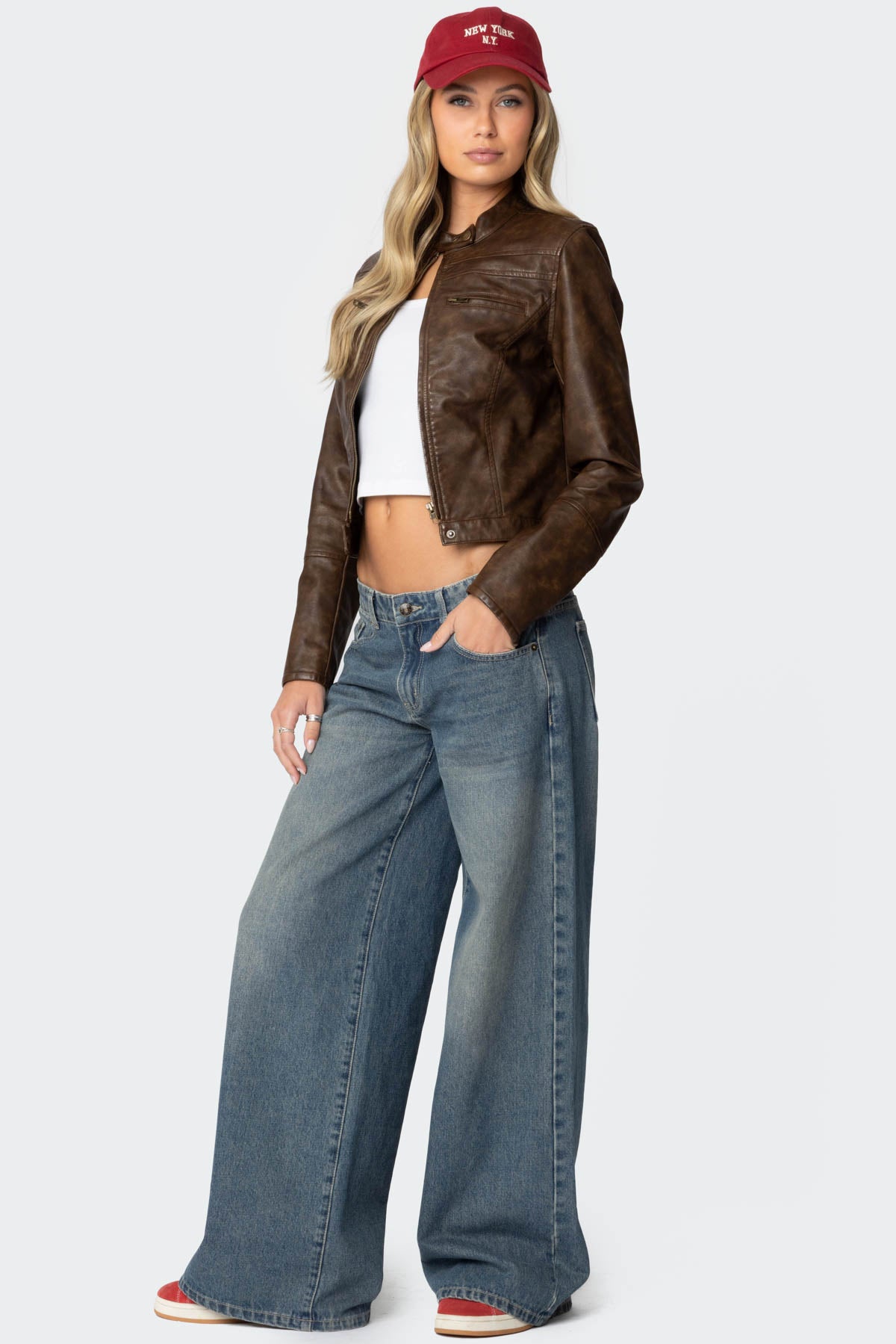 Teddi Washed Faux Leather Jacket - Image 4