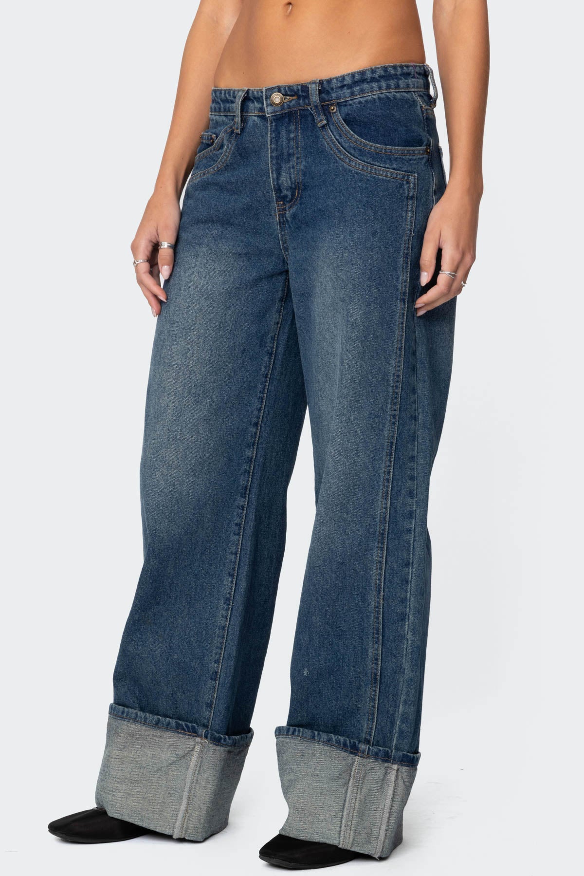 Vesper Cuffed Low Rise Baggy Jeans - Image 5