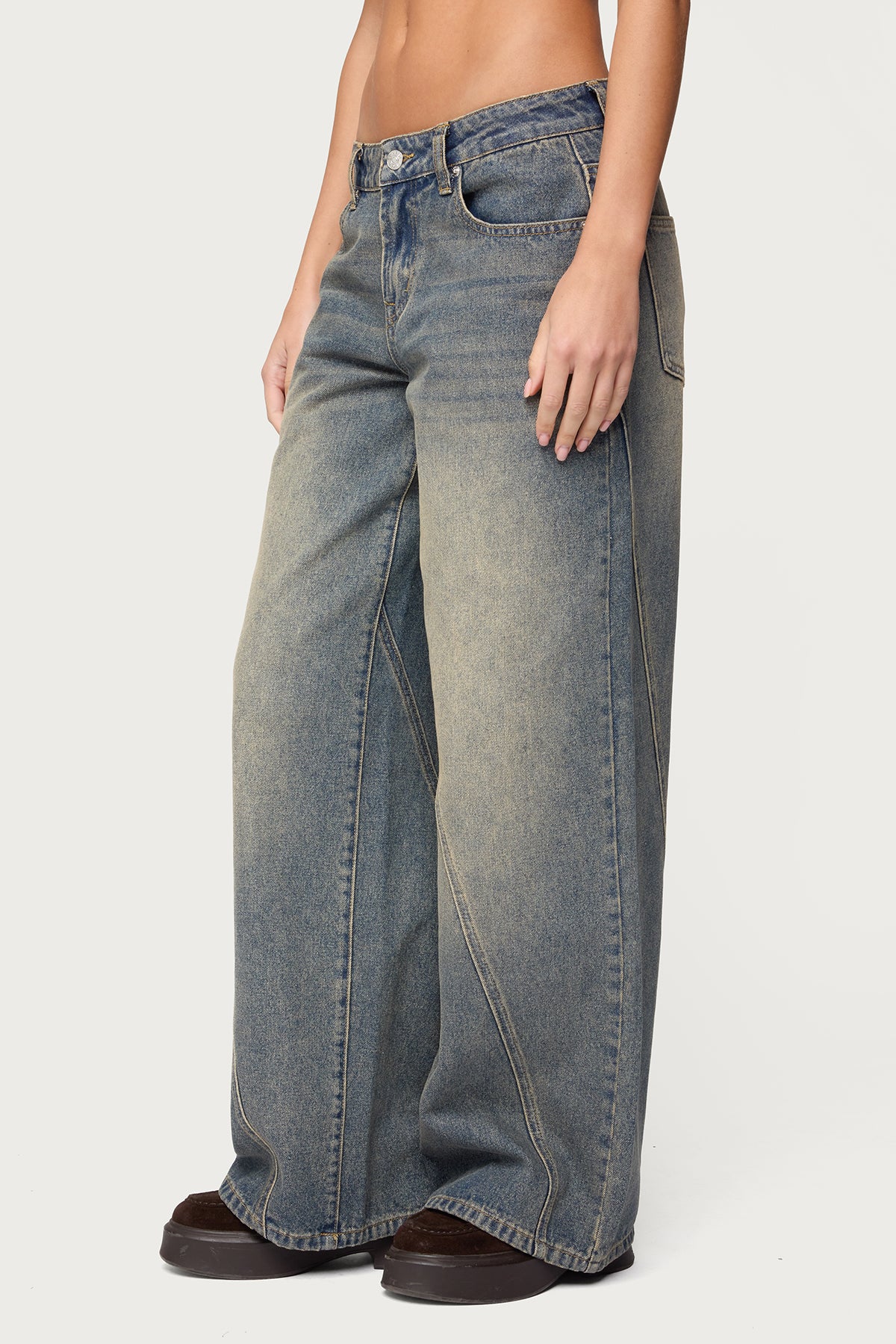 Vintage Washed Low Rise Baggy Jeans - Image 4