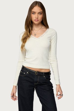 Morah Lacey Polka Dot Top