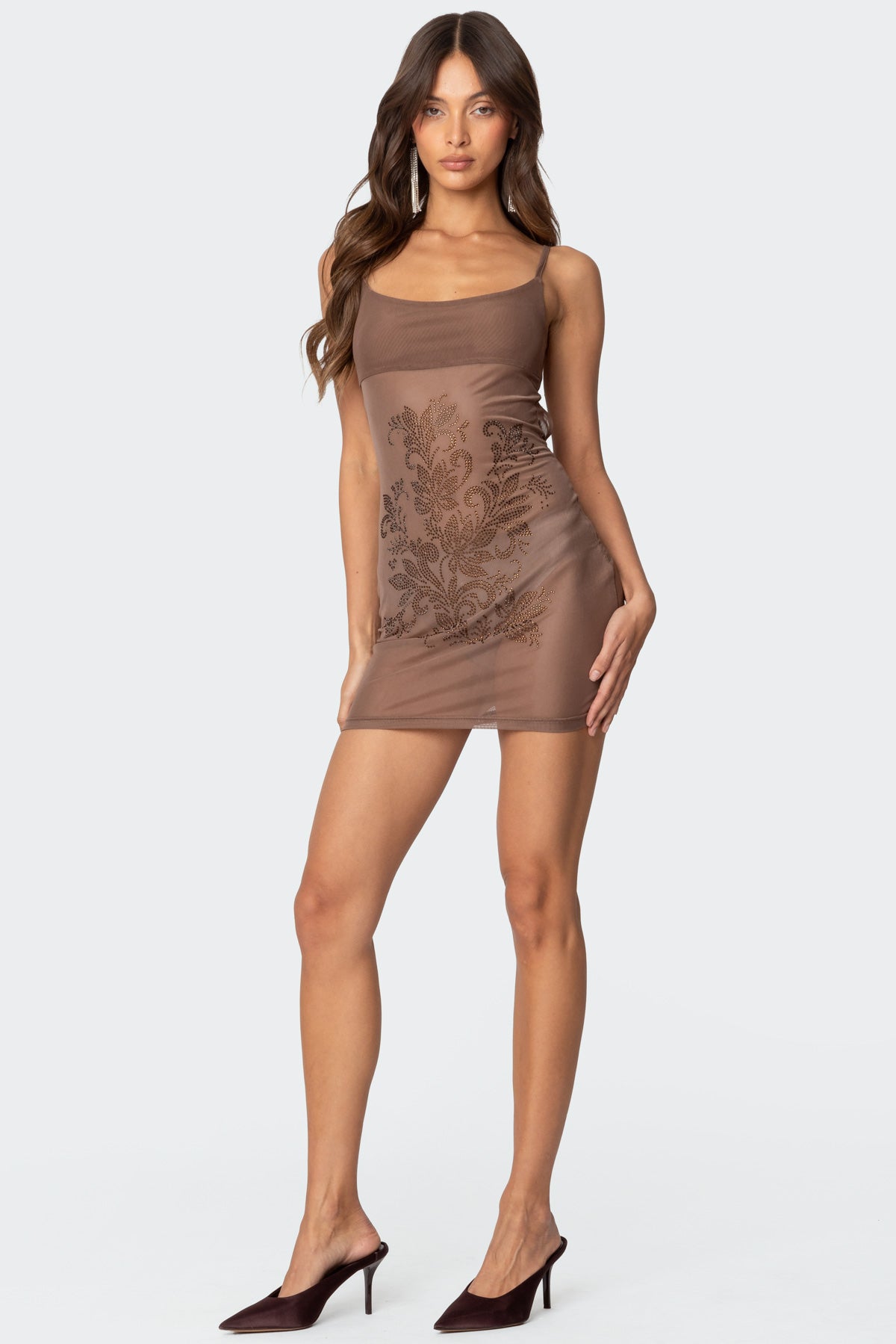 Flora Rhinestone Mesh Mini Dress - Image 2