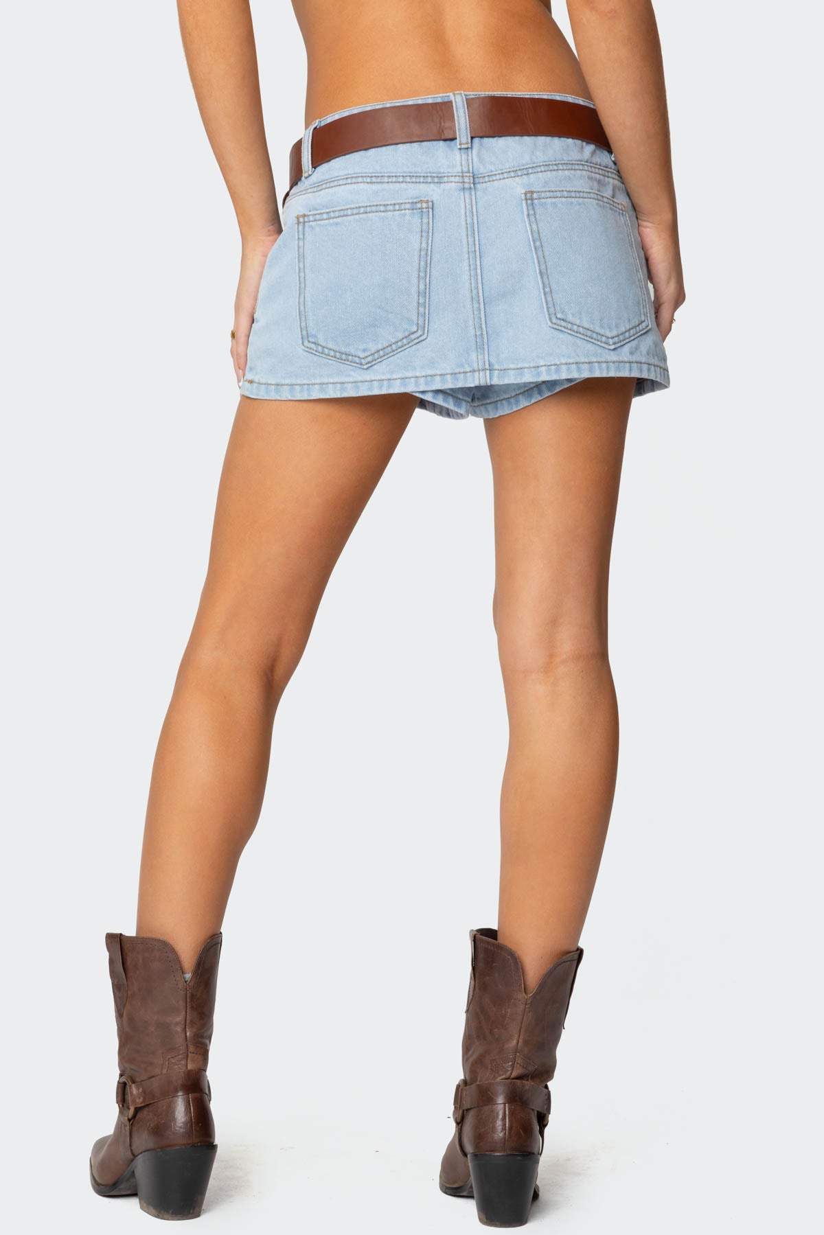 Stitched Up Denim Mini Skort - Image 5