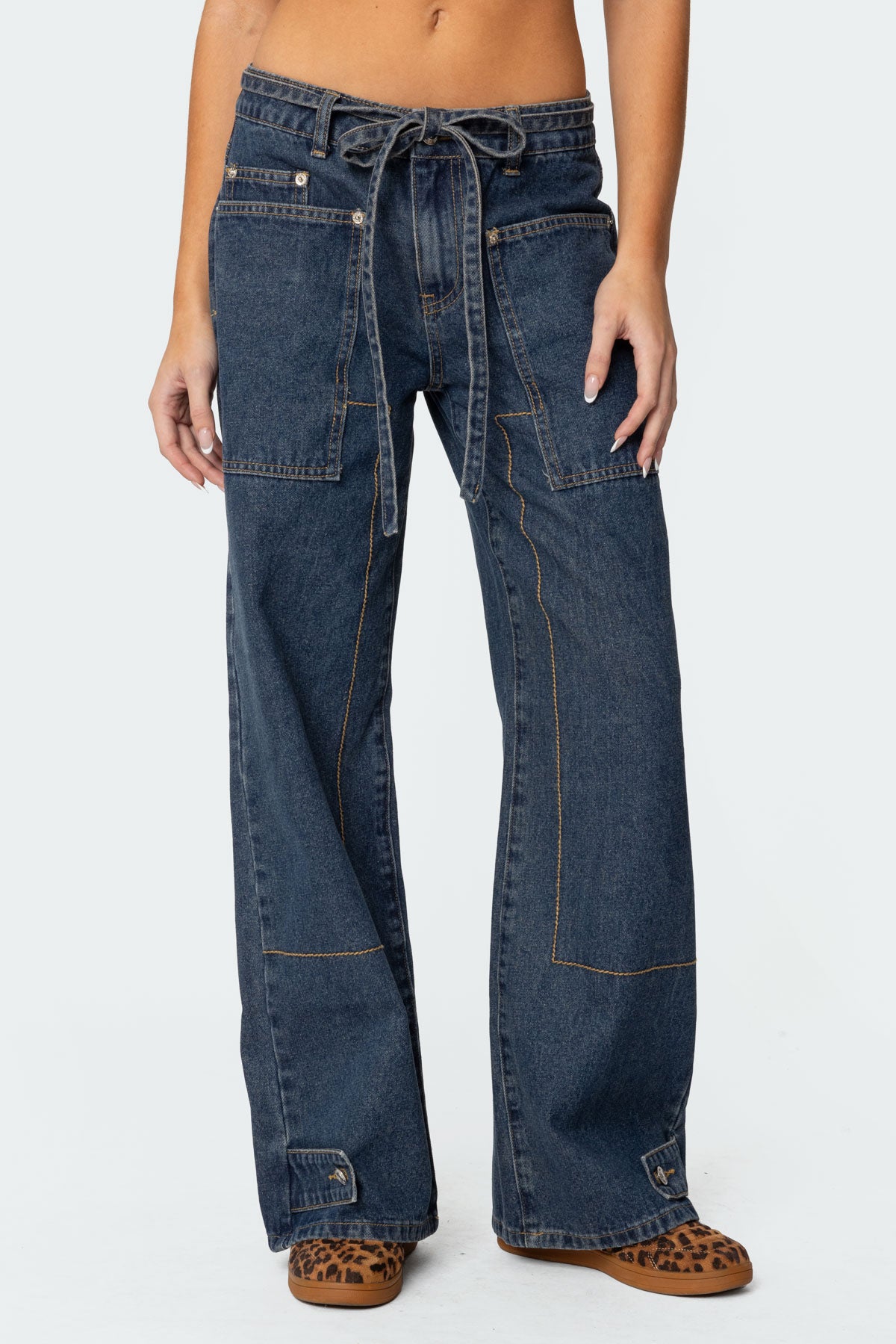 Funky Stitch Low Rise Baggy Jeans - Image 2