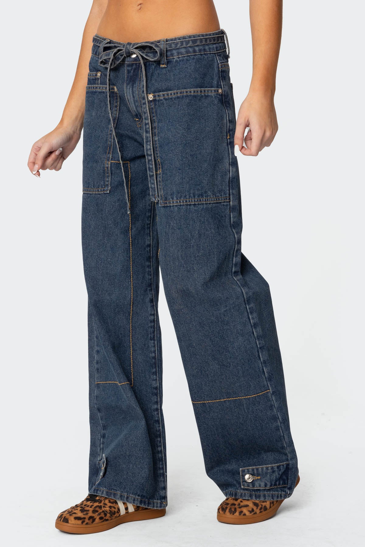Funky Stitch Low Rise Baggy Jeans - Image 4