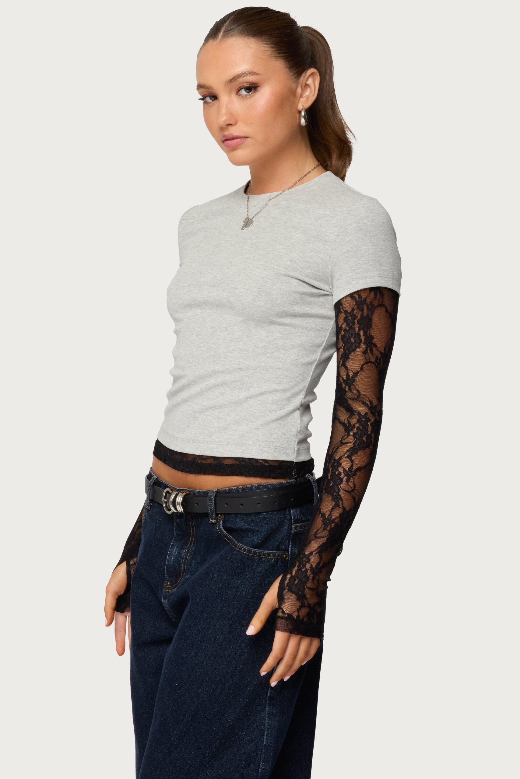 Layered Lace Sleeve Top - Image 3