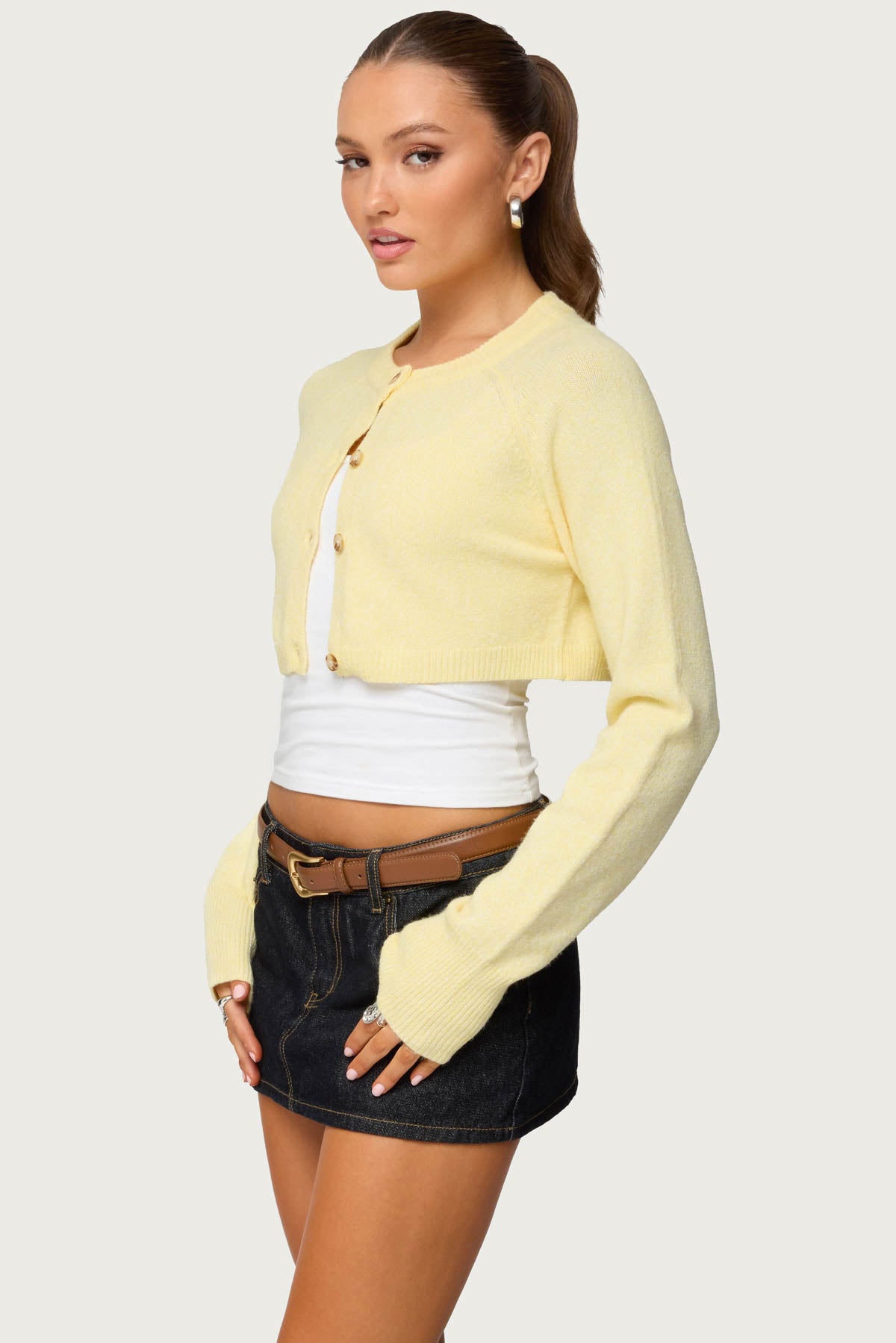 Morgynne Cropped Knit Cardigan - Image 3