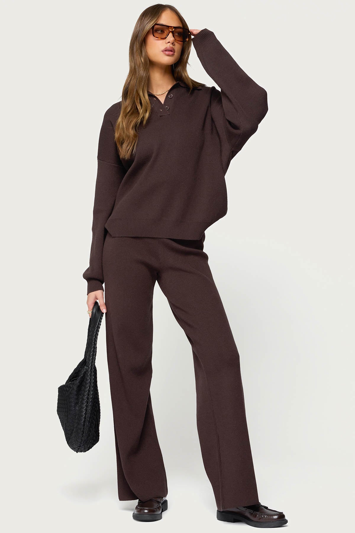 Lorie Oversized Knit Polo Sweater - Image 2