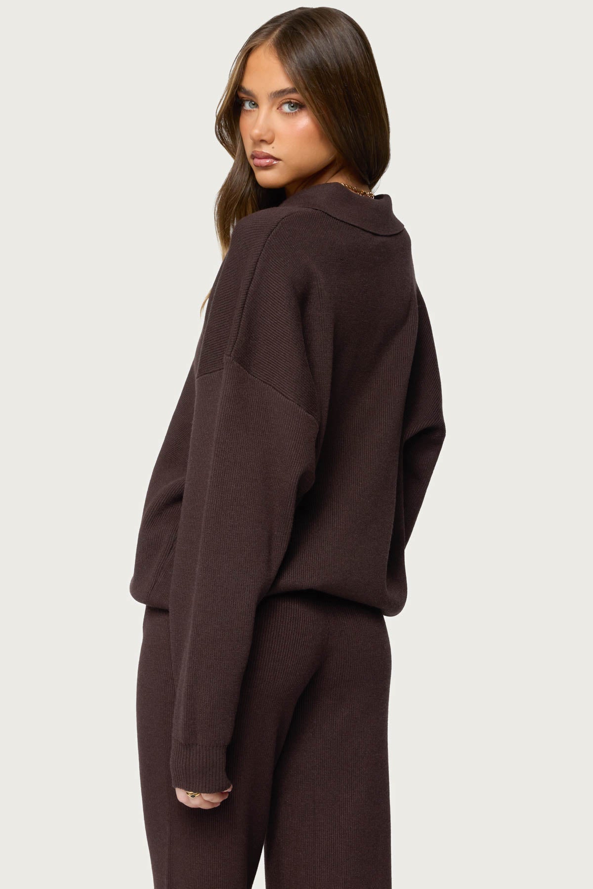 Lorie Oversized Knit Polo Sweater - Image 5