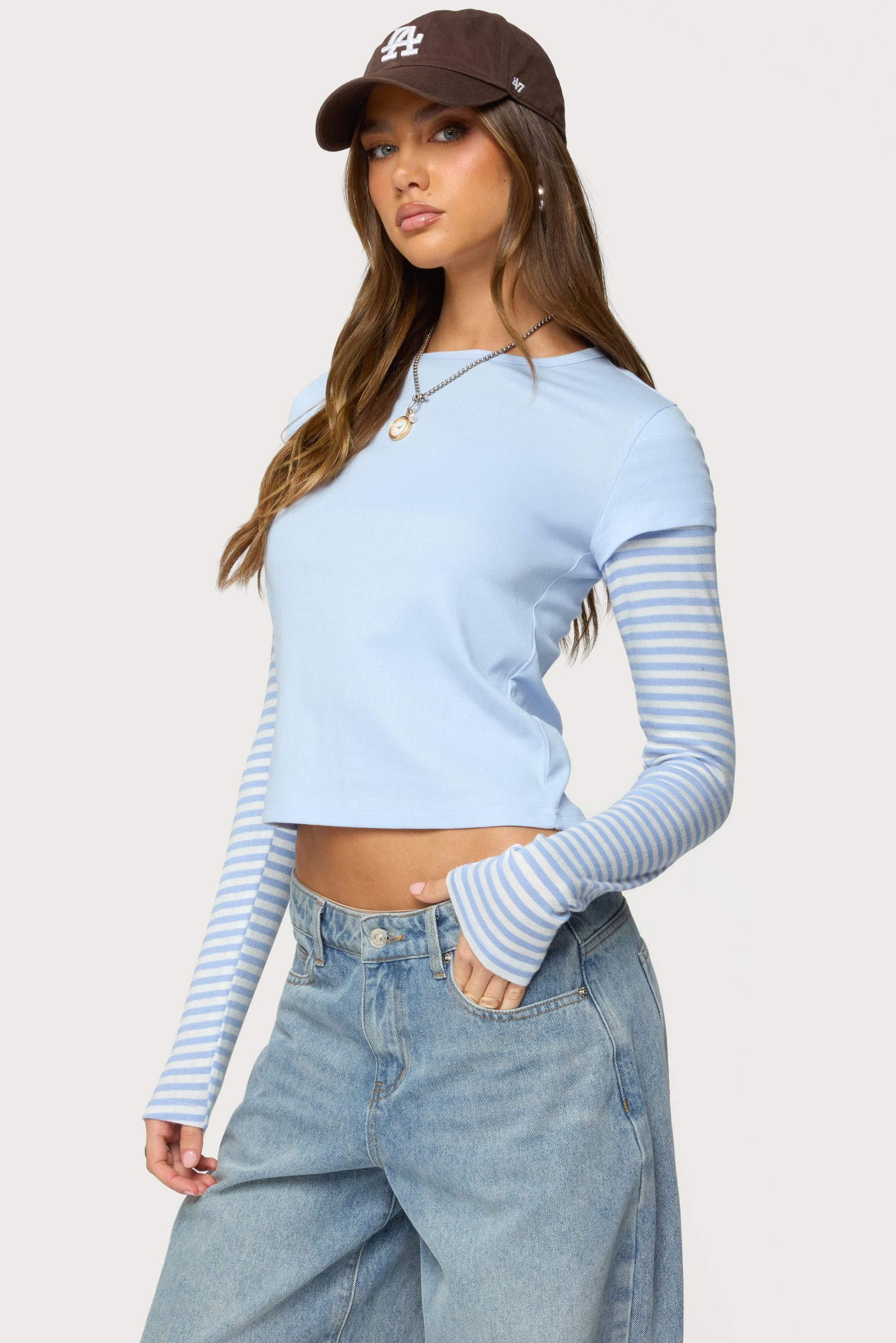 Stripey Layered Long Sleeve T Shirt - Image 3
