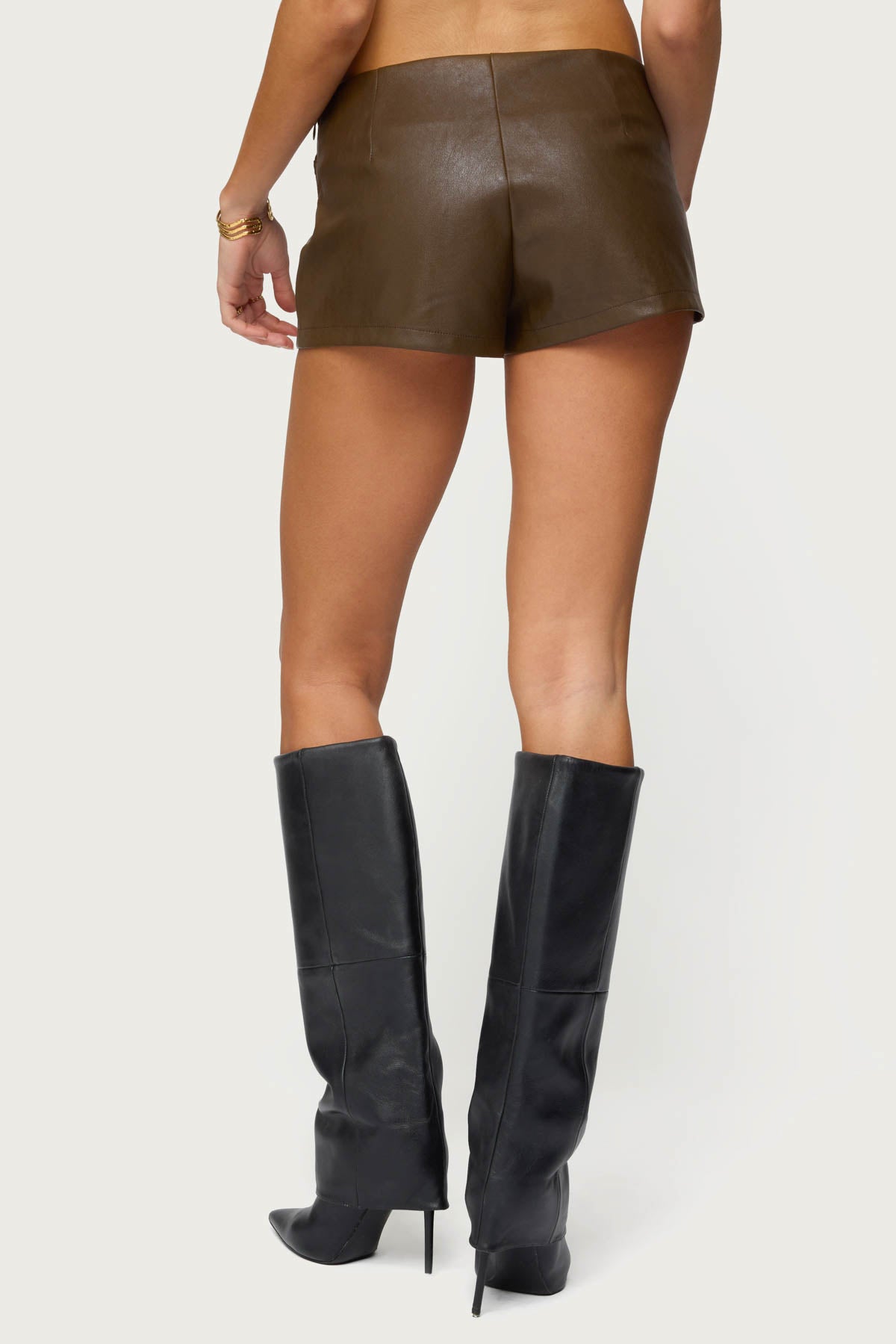 Reese Studded Faux Leather Micro Shorts - Image 5
