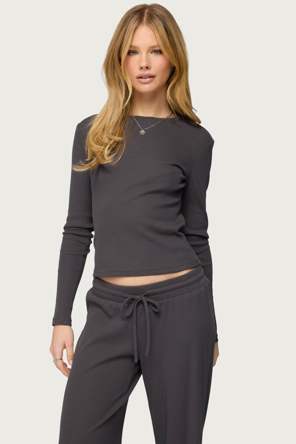 Cicilia Long Sleeve Ribbed T Shirt - Image 3