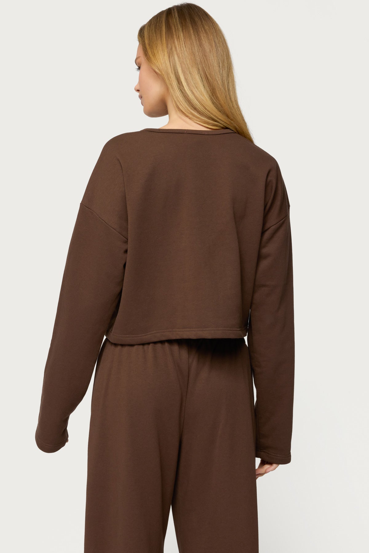 Binah Oversized French Terry Button Up Sweatshirt - Image 4