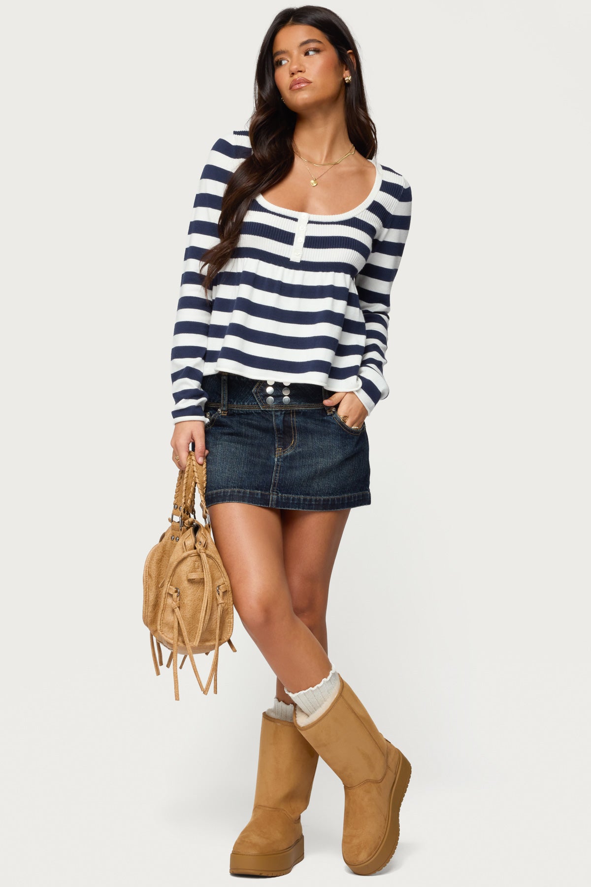 Lockie Striped Knit Babydoll Top - Image 2