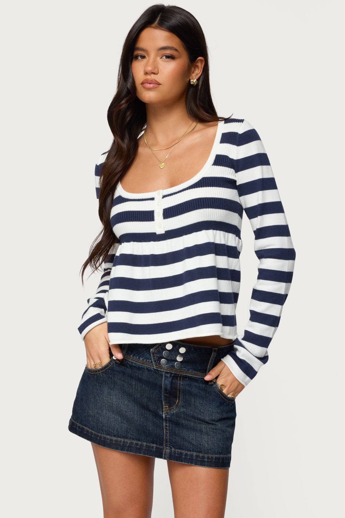 Lockie Striped Knit Babydoll Top - Image 3