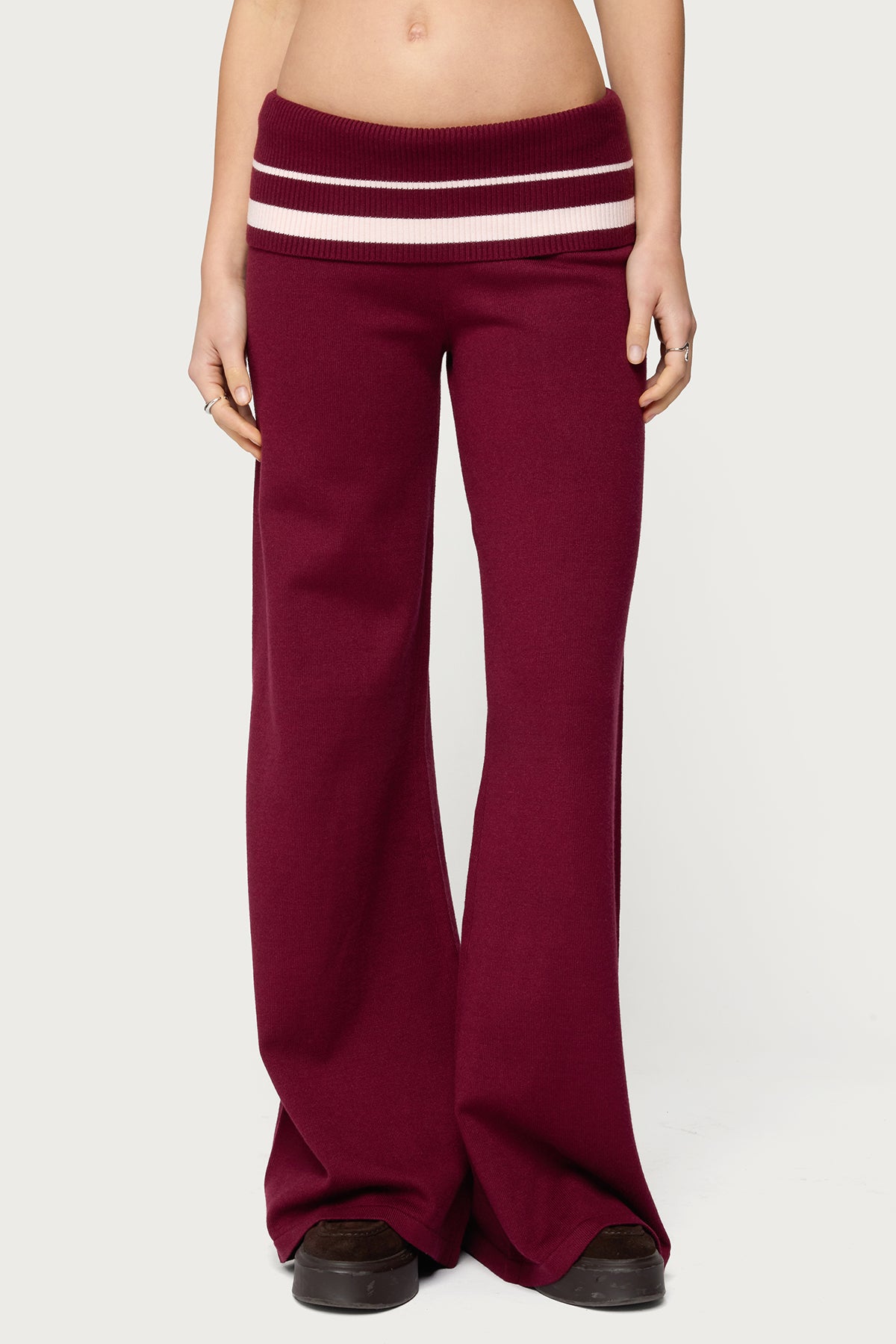 Kaliya Stripey Foldover Knit Pants - Image 2