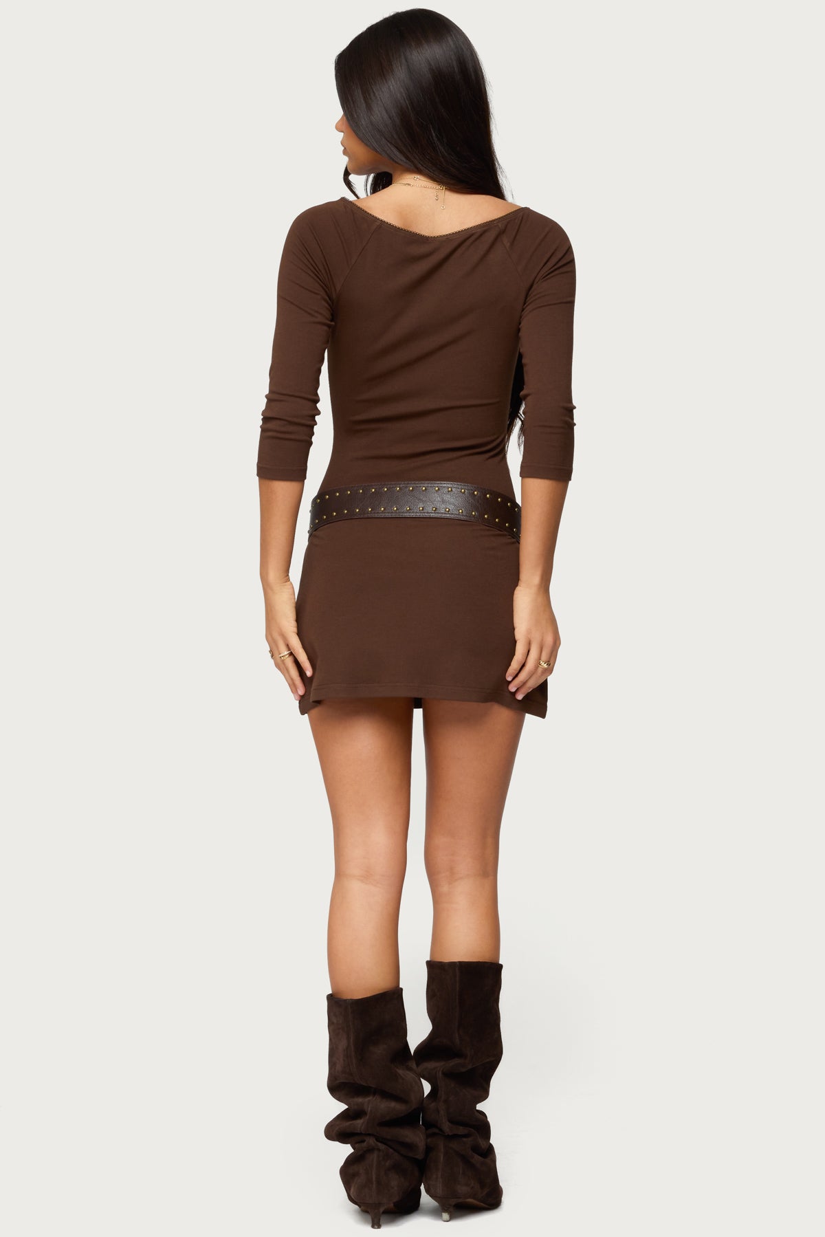 Jadey Boat Neck Mini Dress - Image 3