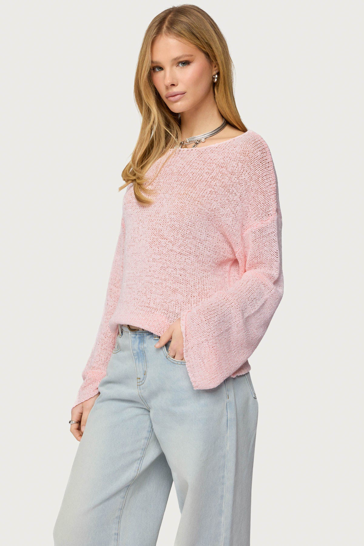Drop Shoulder Light Knit Sweater - Image 3
