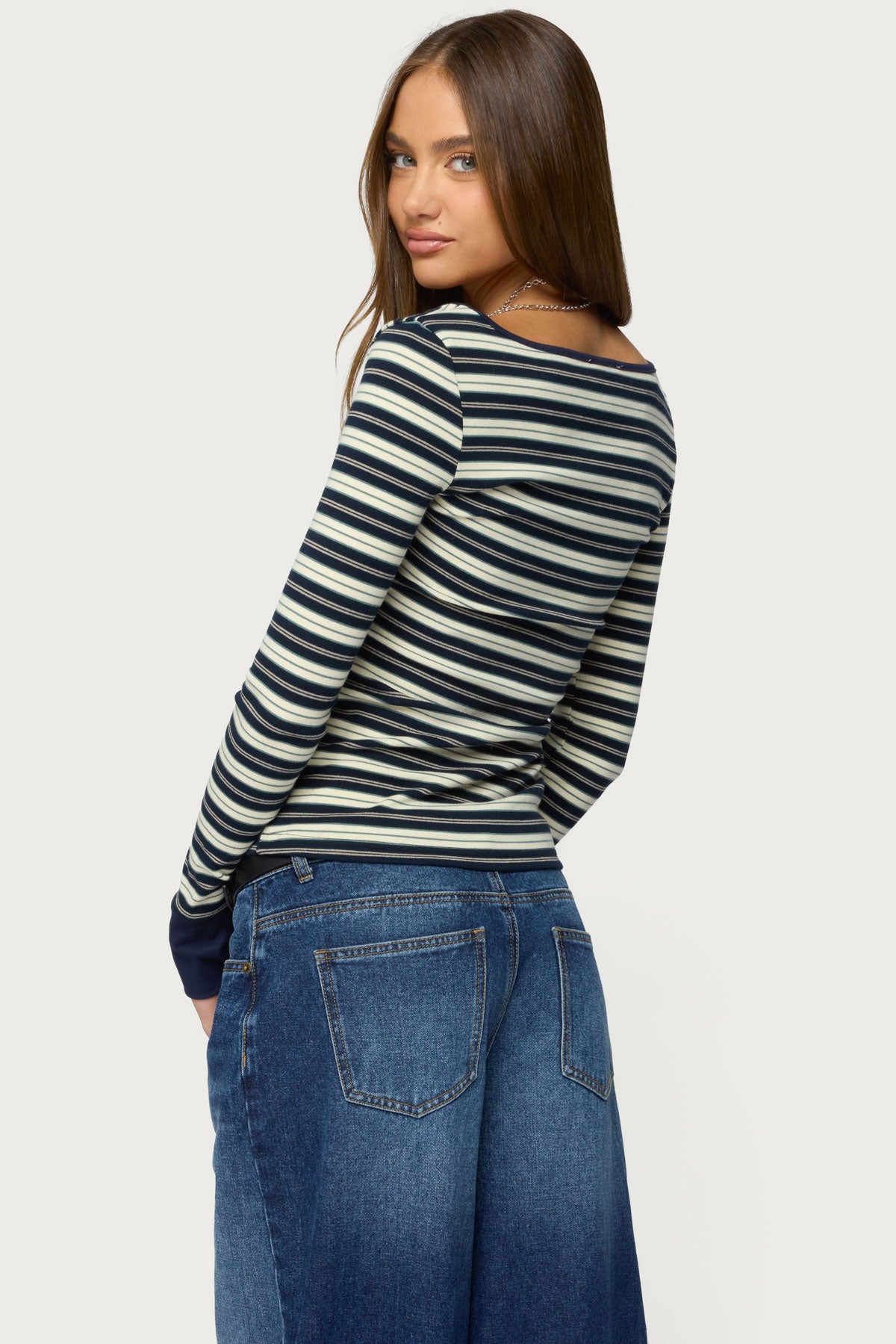 Jaida Striped Henley Top - Image 4