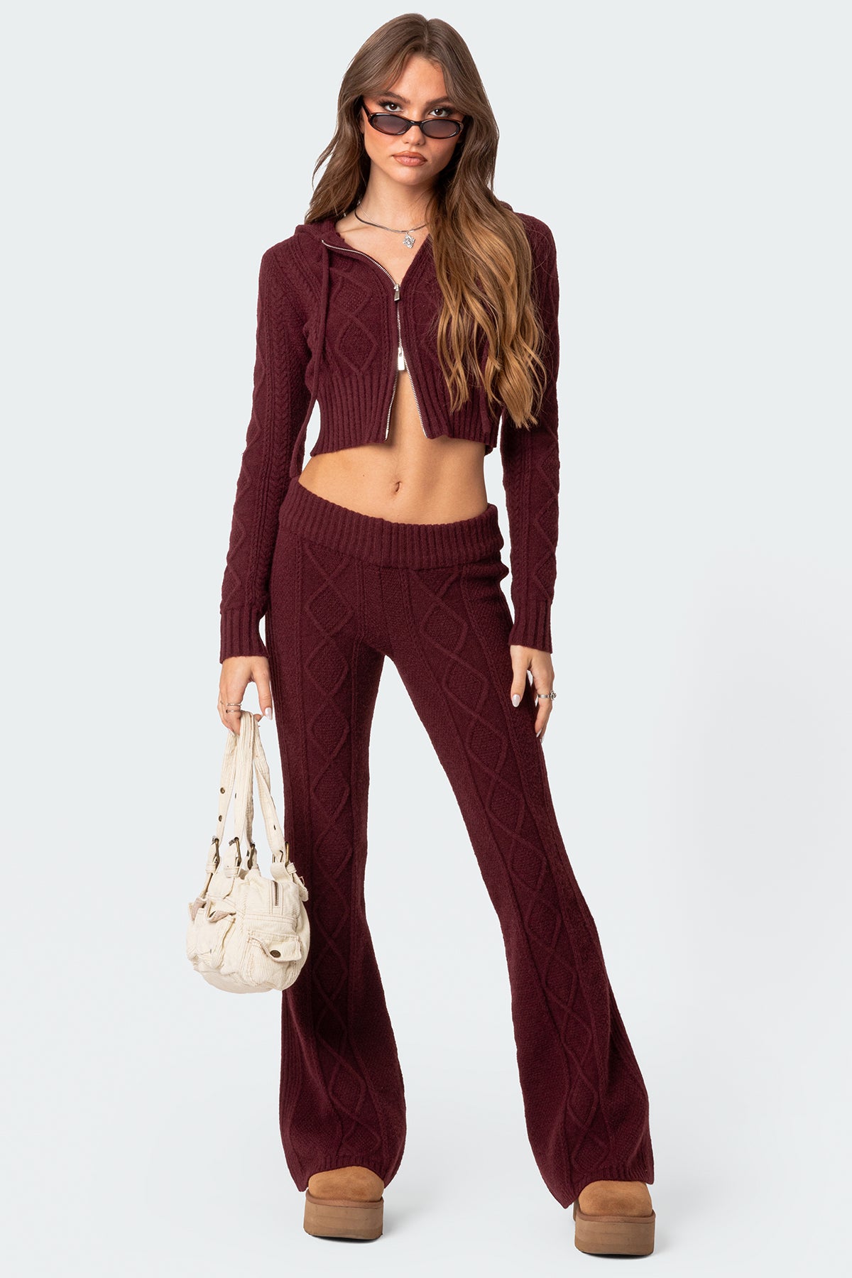 Ray Cable Knit Hooded Cardigan - Image 2
