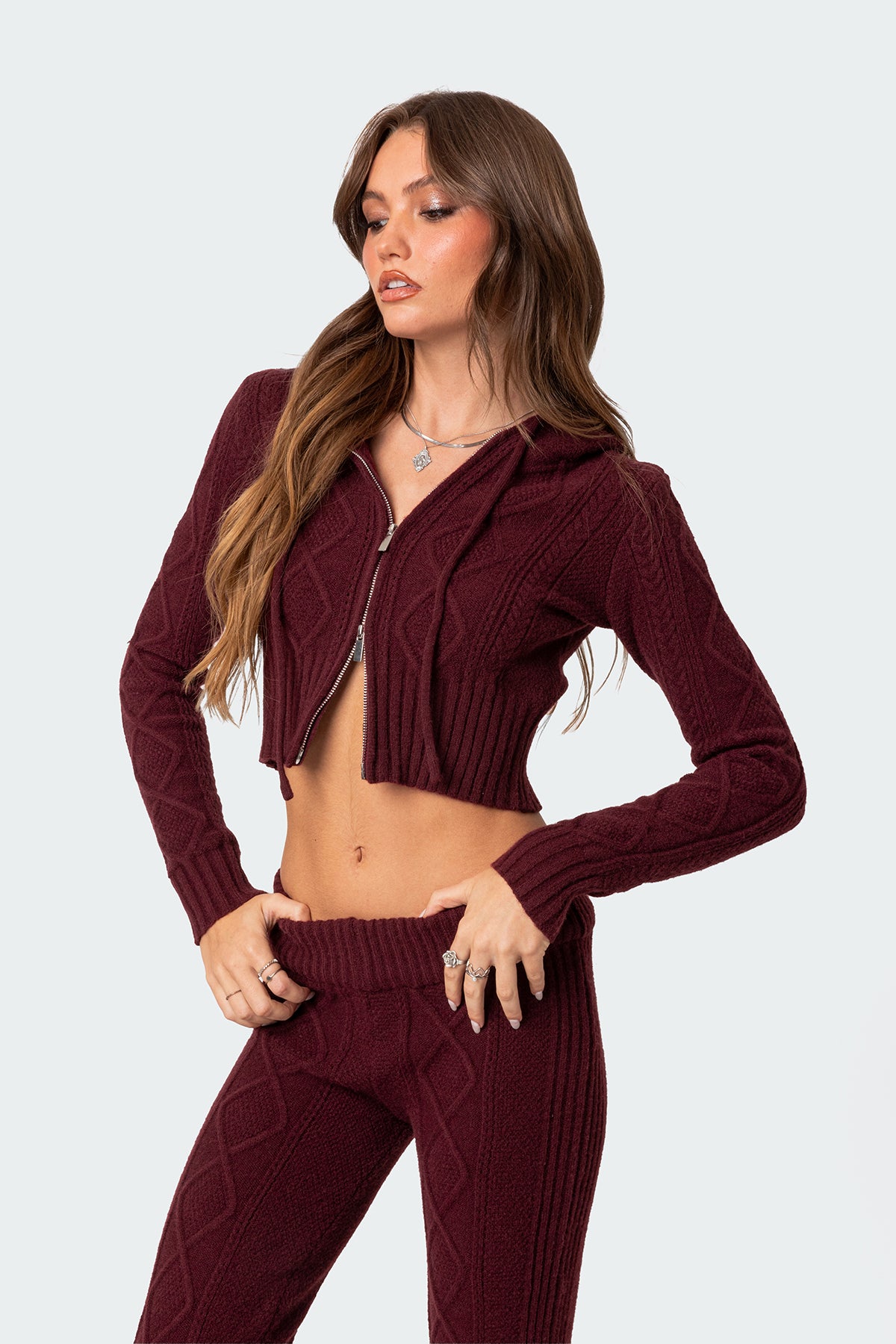 Ray Cable Knit Hooded Cardigan - Image 3