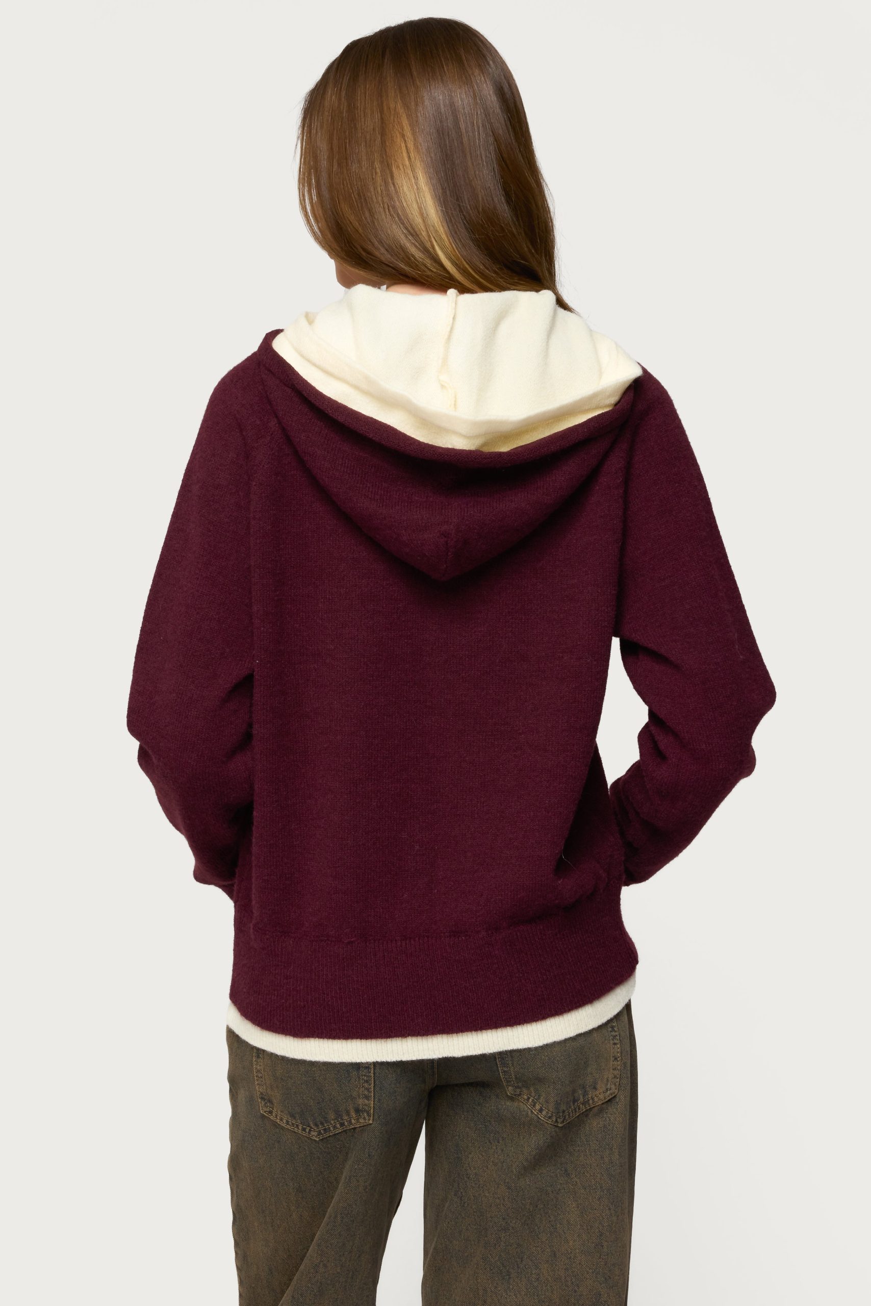 Edikted Varsity Contrast Layered Knit Hoodie - Image 4