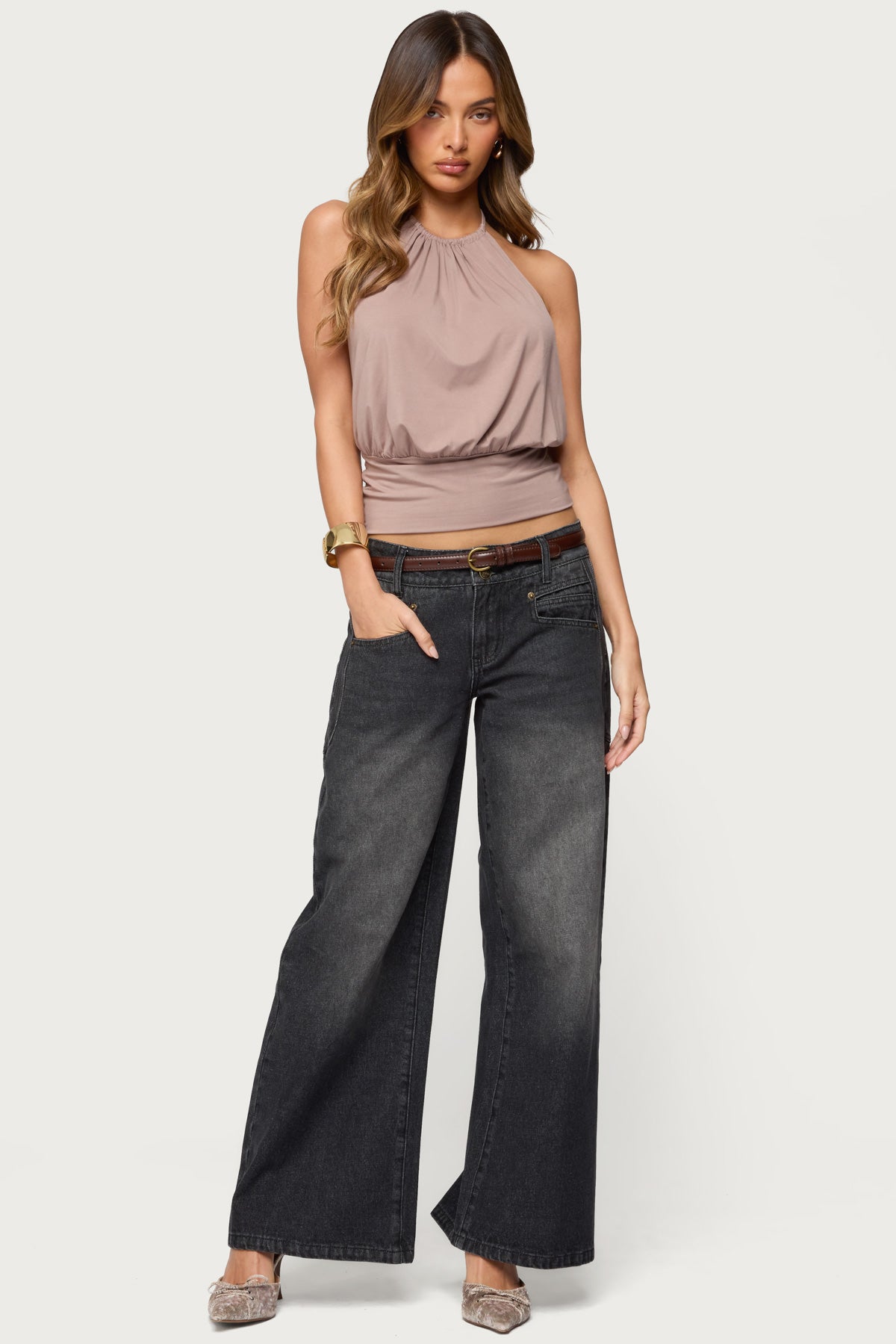 Charlize Stitched Washed Low Rise Baggy Jeans - Image 5