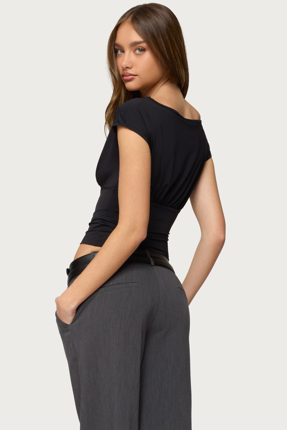 Leonah Ruched Boat Neck Top - Image 4