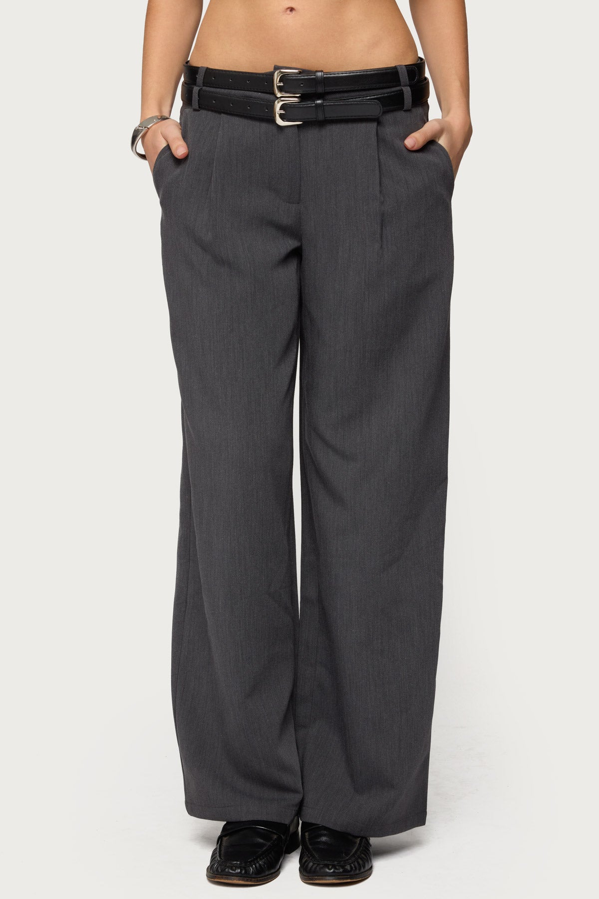 Andy Double Belt Straight Leg Tailored Pants - Image 2