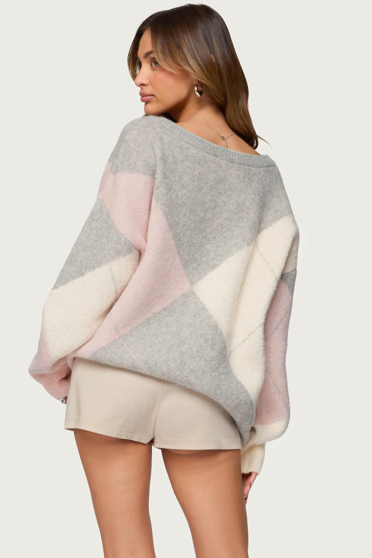 Elda Oversized Argyle Sweater - Image 5