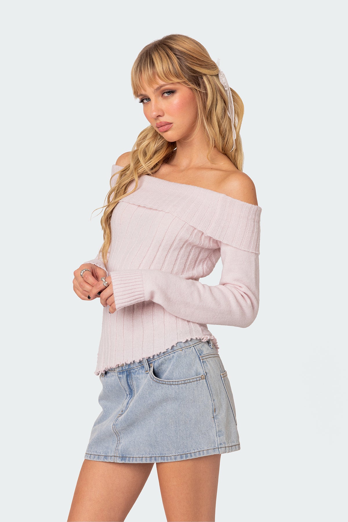 Sonya Fold Over Knit Top - Image 3