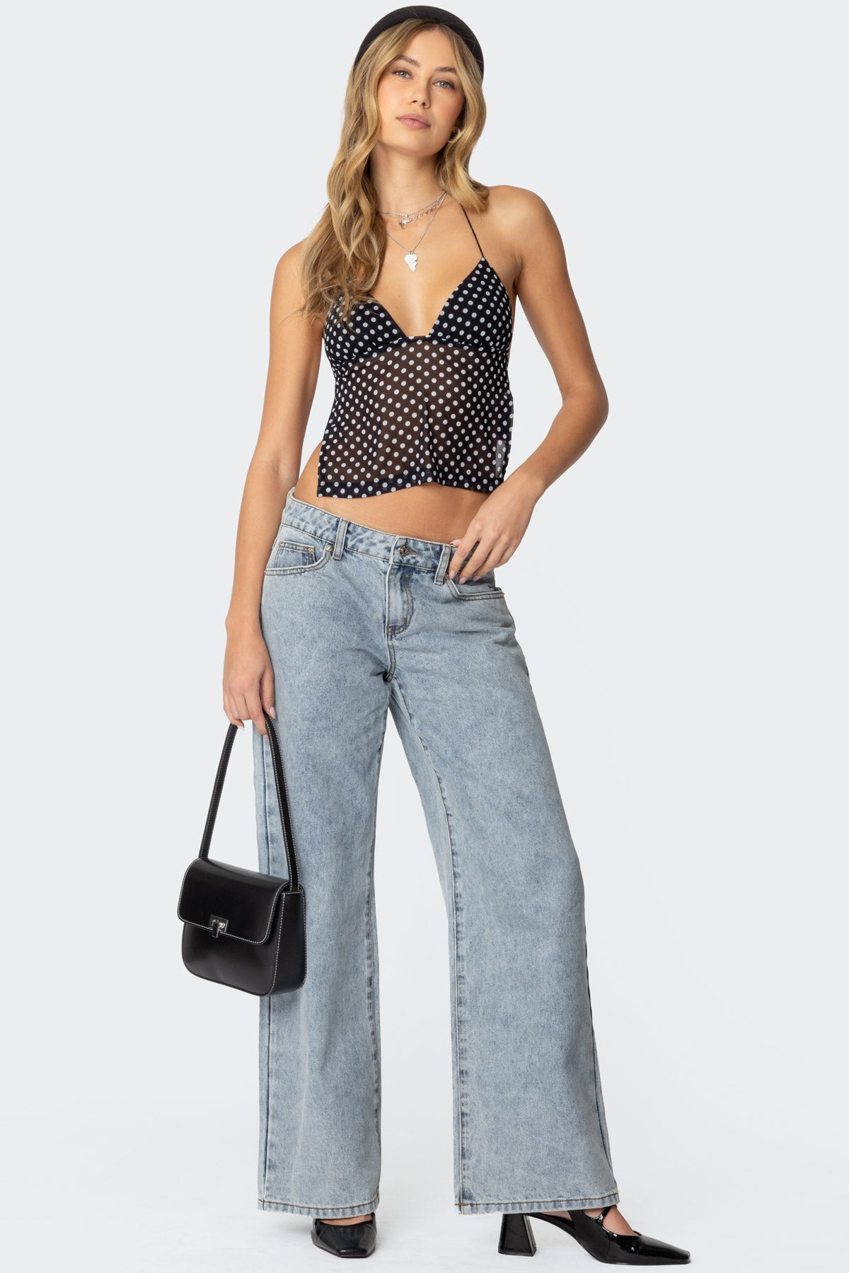 Contrast Heart Washed Low Rise Baggy Jeans - Image 5