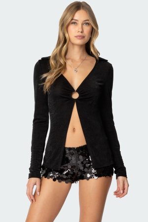 Daria Split Front Long Sleeve Top